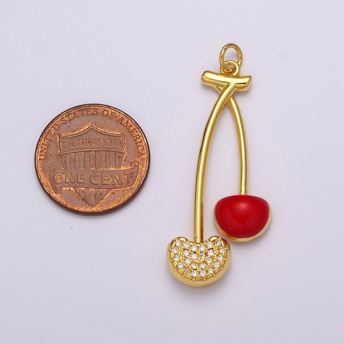 Dainty Cherry Charm Dangle Fruit Charm for Necklace Earring Component Supply M-755