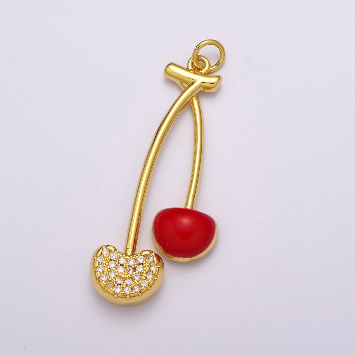 Dainty Cherry Charm Dangle Fruit Charm for Necklace Earring Component Supply M-755