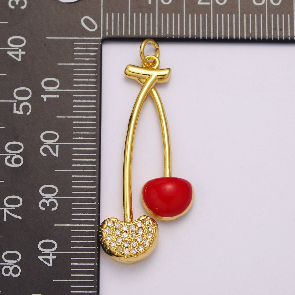 Dainty Cherry Charm Dangle Fruit Charm for Necklace Earring Component Supply M-755