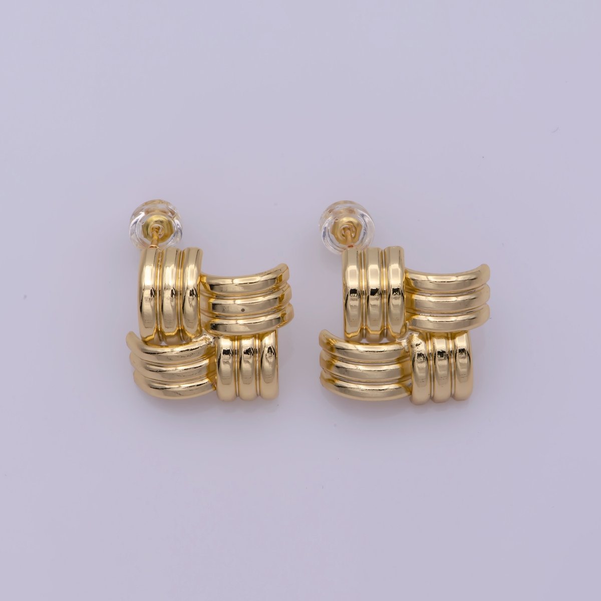 Dainty Classic Woven Knot Post Stud Earring 18k Gold Filled Earring T-238 - DLUXCA
