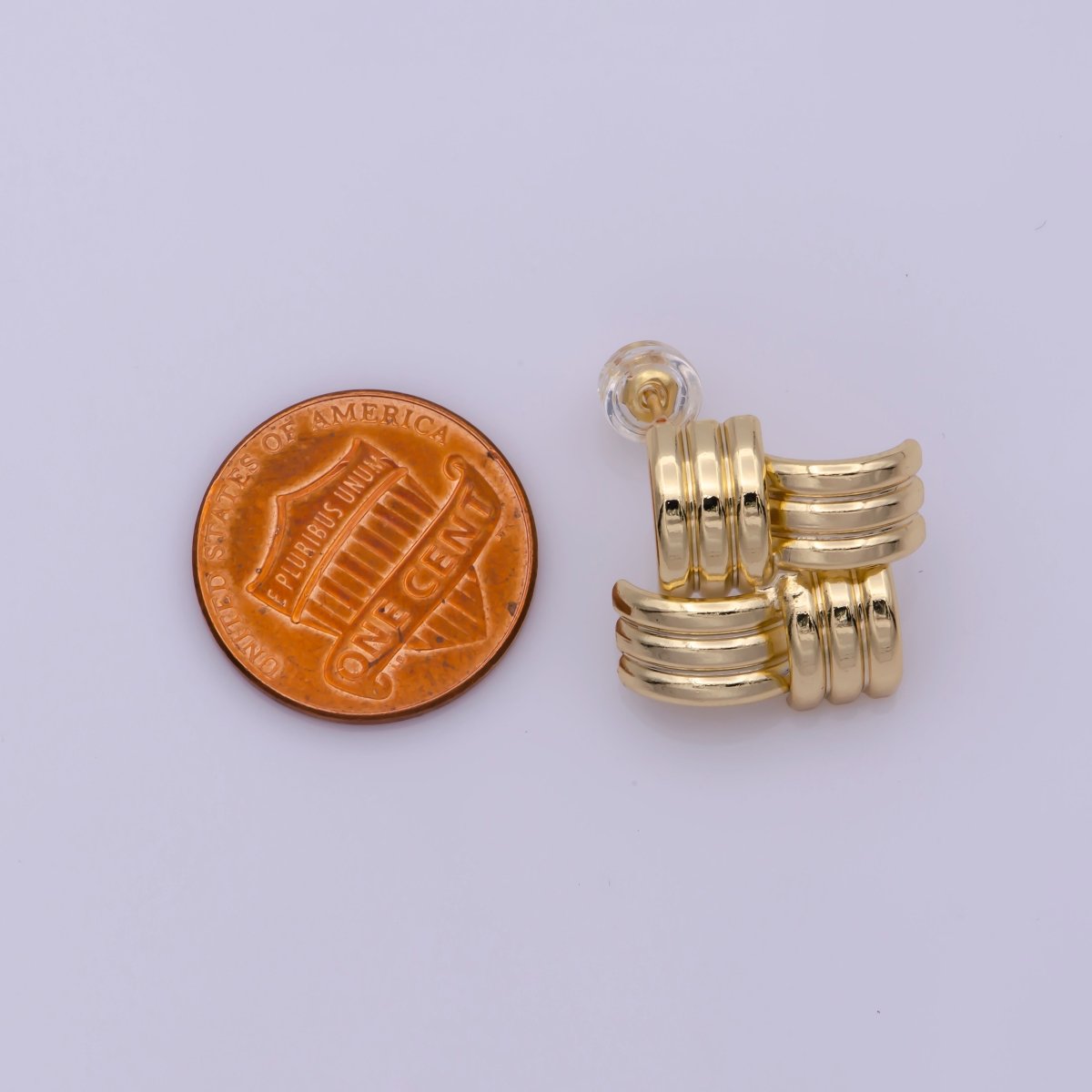 Dainty Classic Woven Knot Post Stud Earring 18k Gold Filled Earring T-238 - DLUXCA