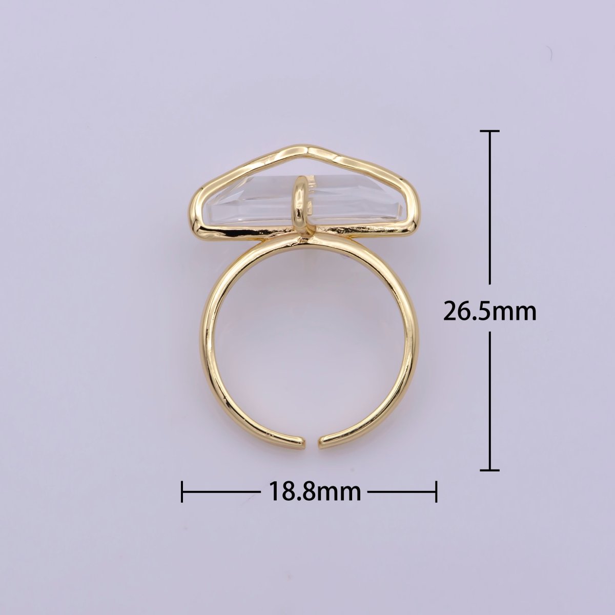 Dainty Clear Crystal Gold Ring Open Adjustable Wrapped Wire Design Ring U-016