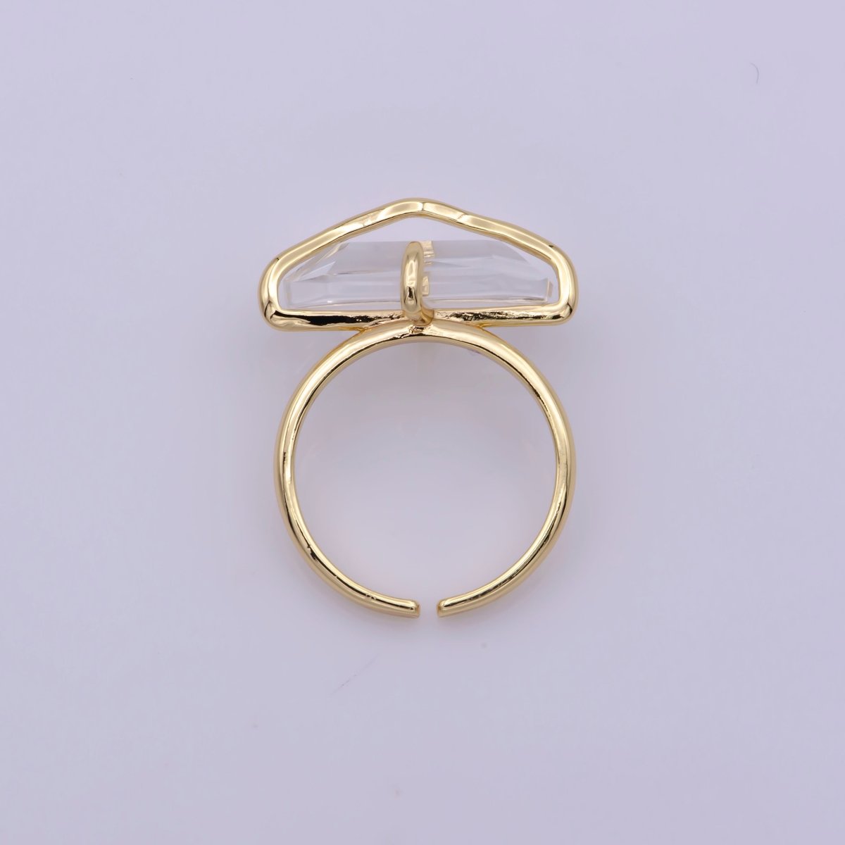 Dainty Clear Crystal Gold Ring Open Adjustable Wrapped Wire Design Ring U-016