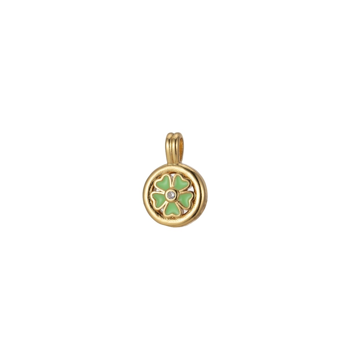 Dainty Clover Pendant Enamel Charm Colorful Jewelry Component J-826~J-833