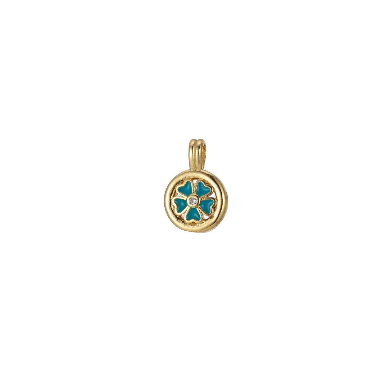 Dainty Clover Pendant Enamel Charm Colorful Jewelry Component J-826~J-833