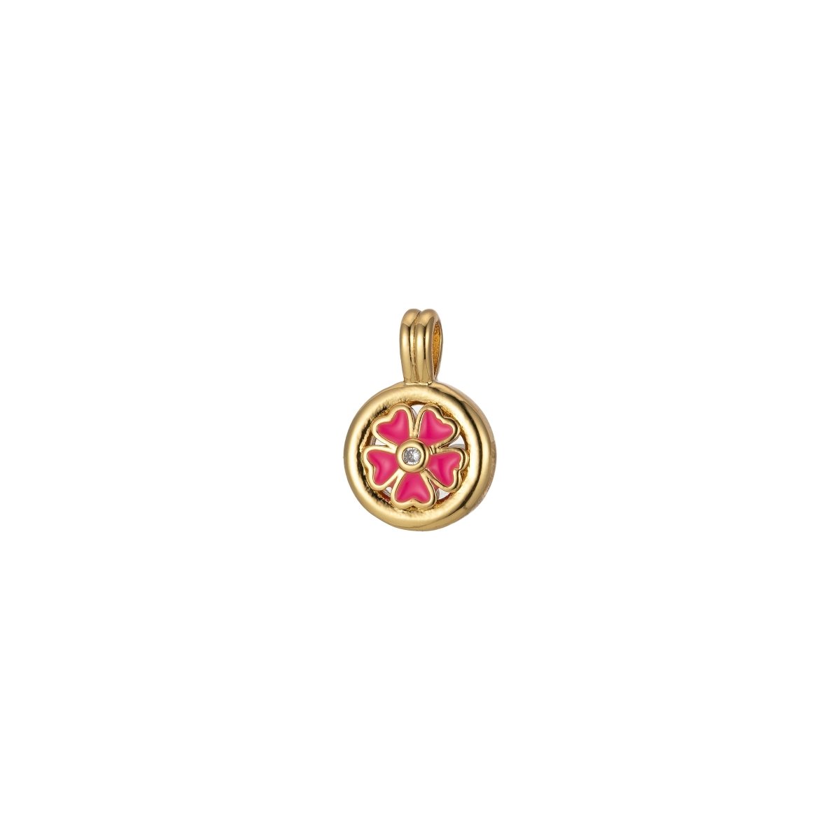 Dainty Clover Pendant Enamel Charm Colorful Jewelry Component J-826~J-833