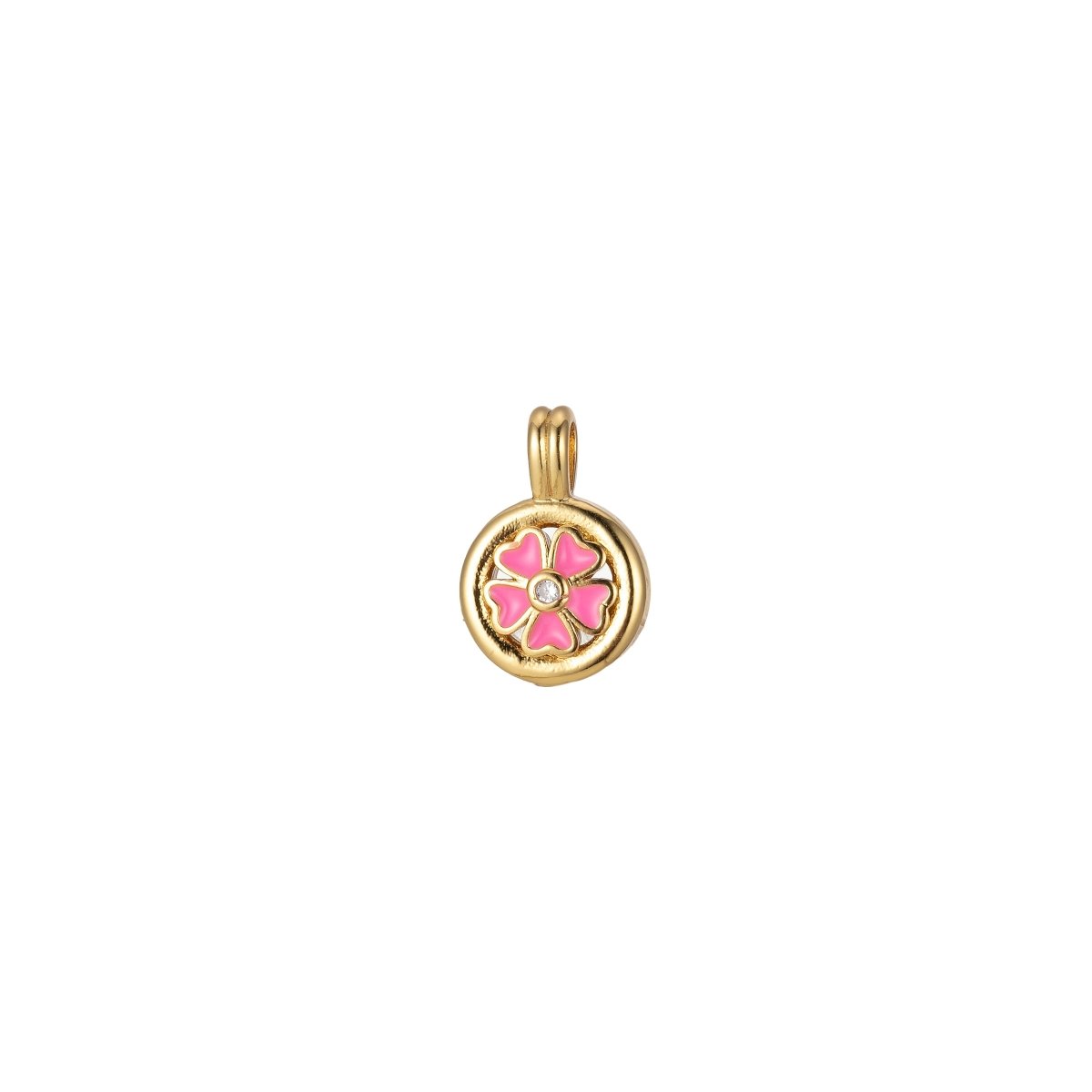 Dainty Clover Pendant Enamel Charm Colorful Jewelry Component J-826~J-833