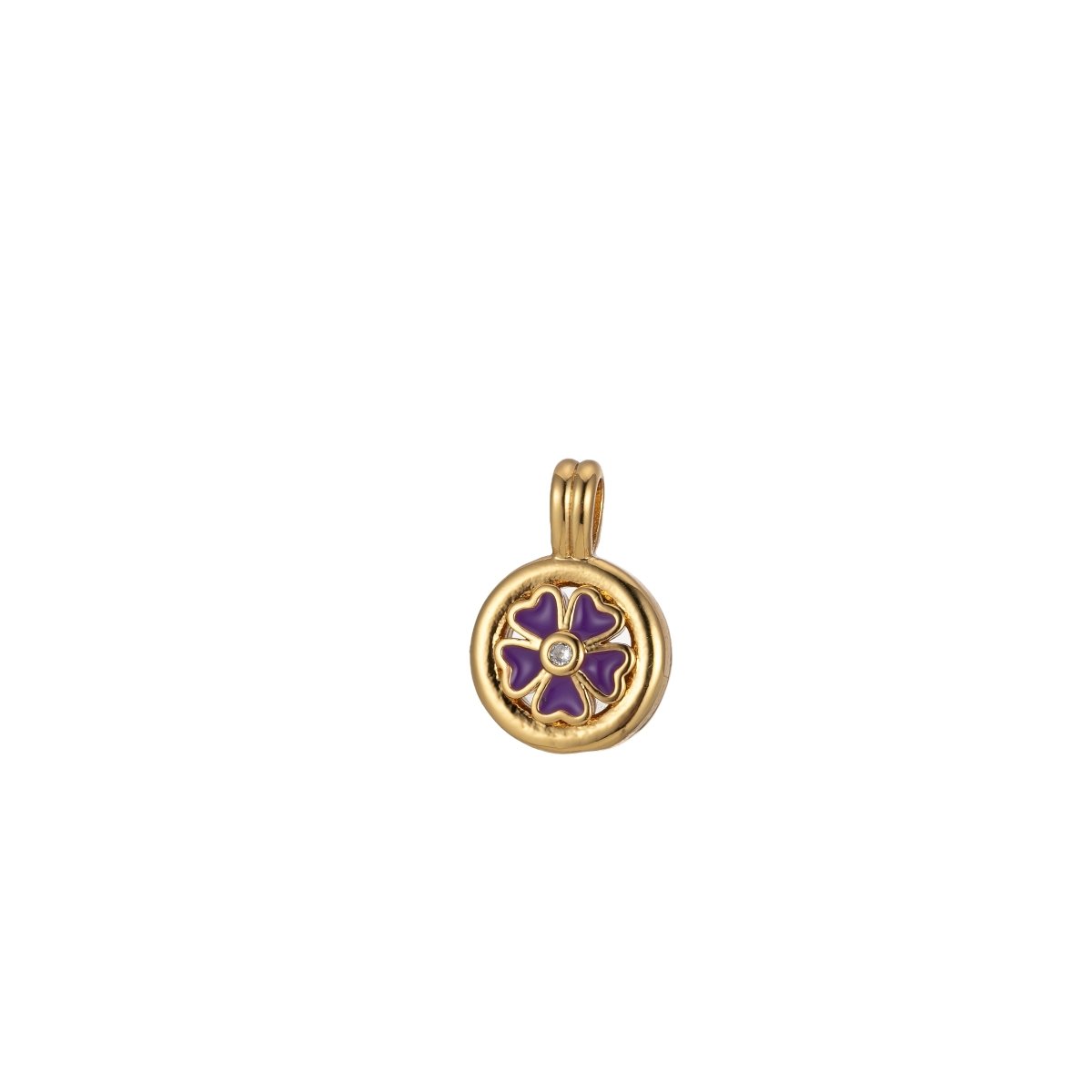 Dainty Clover Pendant Enamel Charm Colorful Jewelry Component J-826~J-833