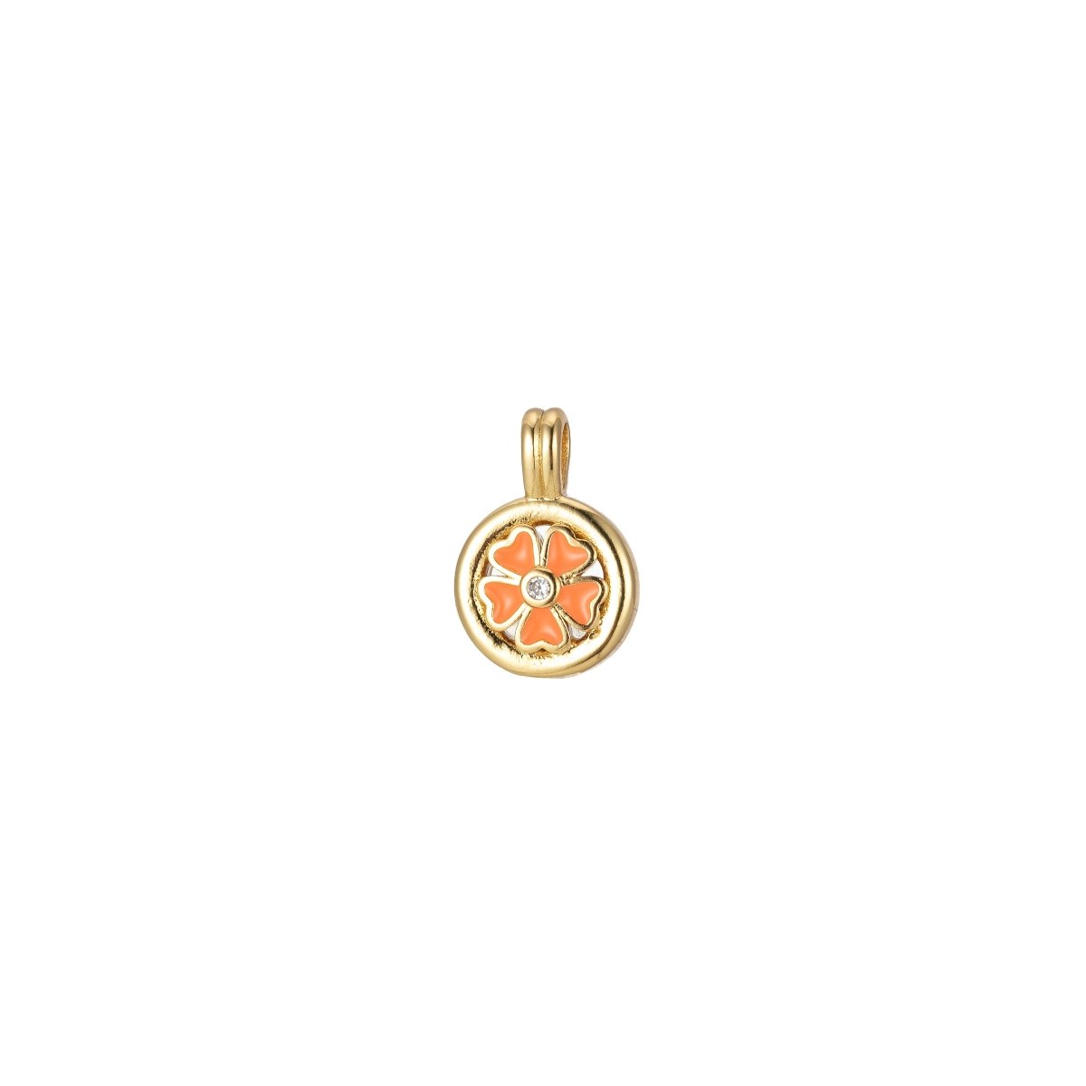 Dainty Clover Pendant Enamel Charm Colorful Jewelry Component J-826~J-833