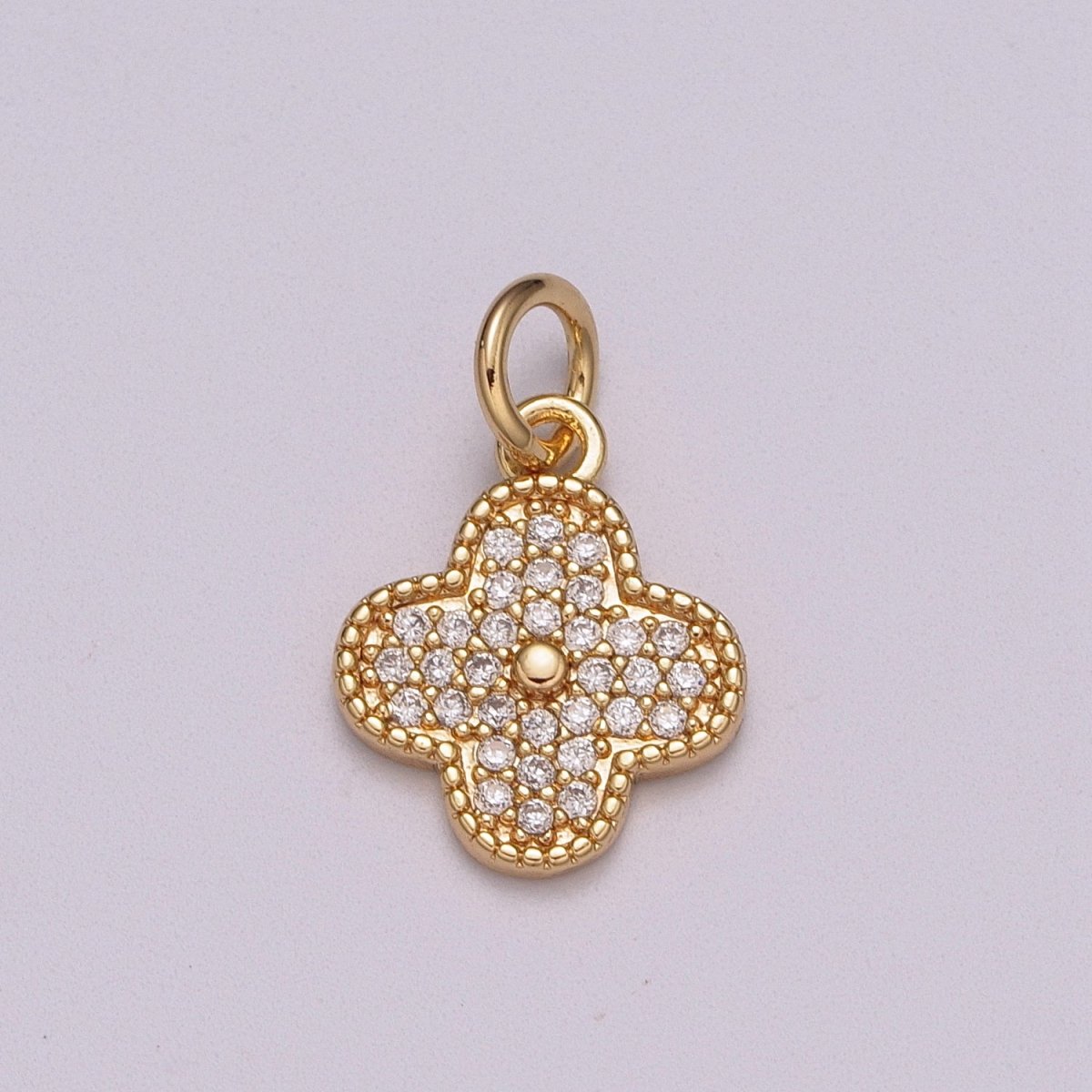 Dainty Clover Pendant Lucky Jewelry Component Add on Charm Micro Pave Shamrock Charm for Necklace Earring Bracelet Supply M-770