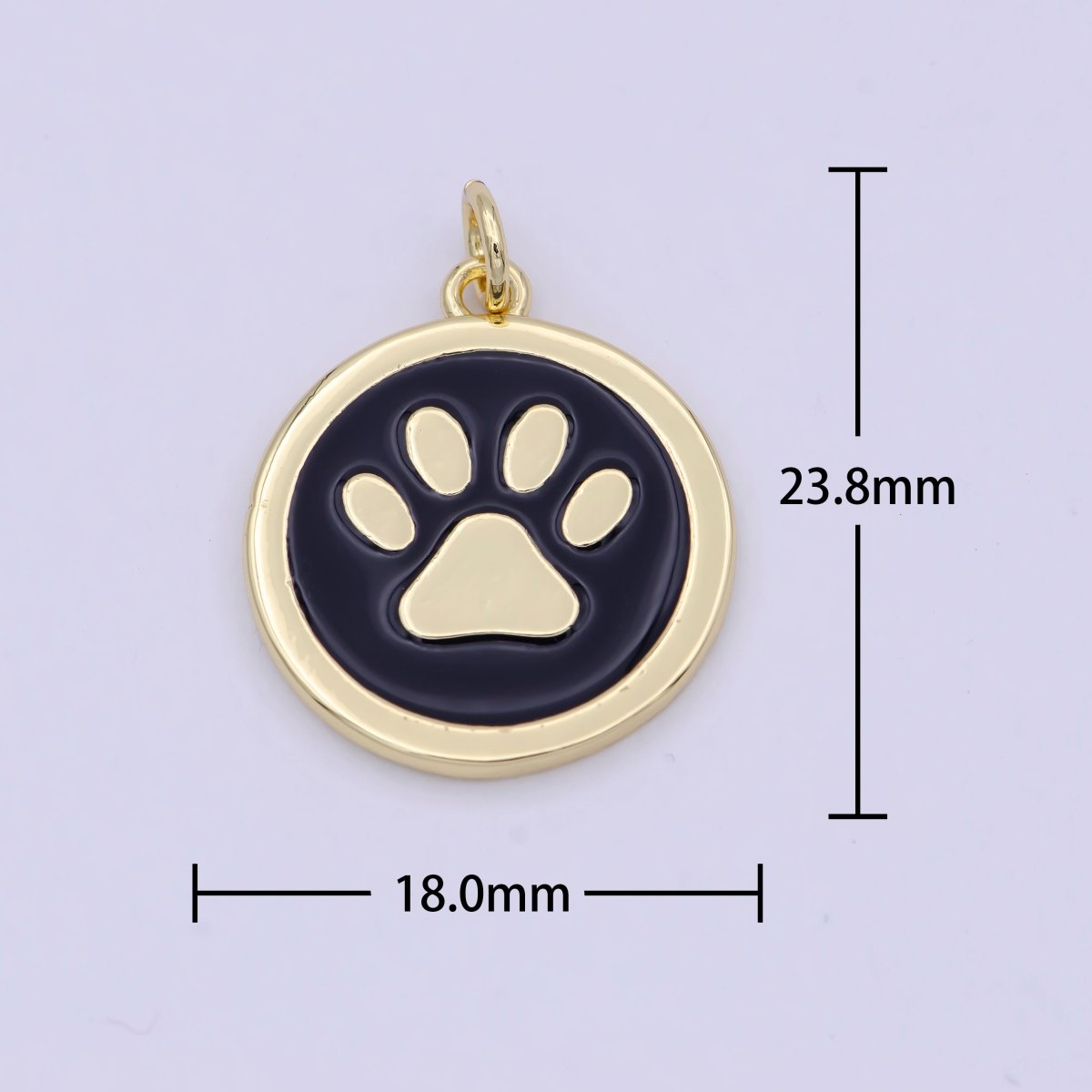 Dainty Coin Charm with Paw Print Animal Dog Puppy Charm for Pet Jewelry Collar Supply W-157 - DLUXCA