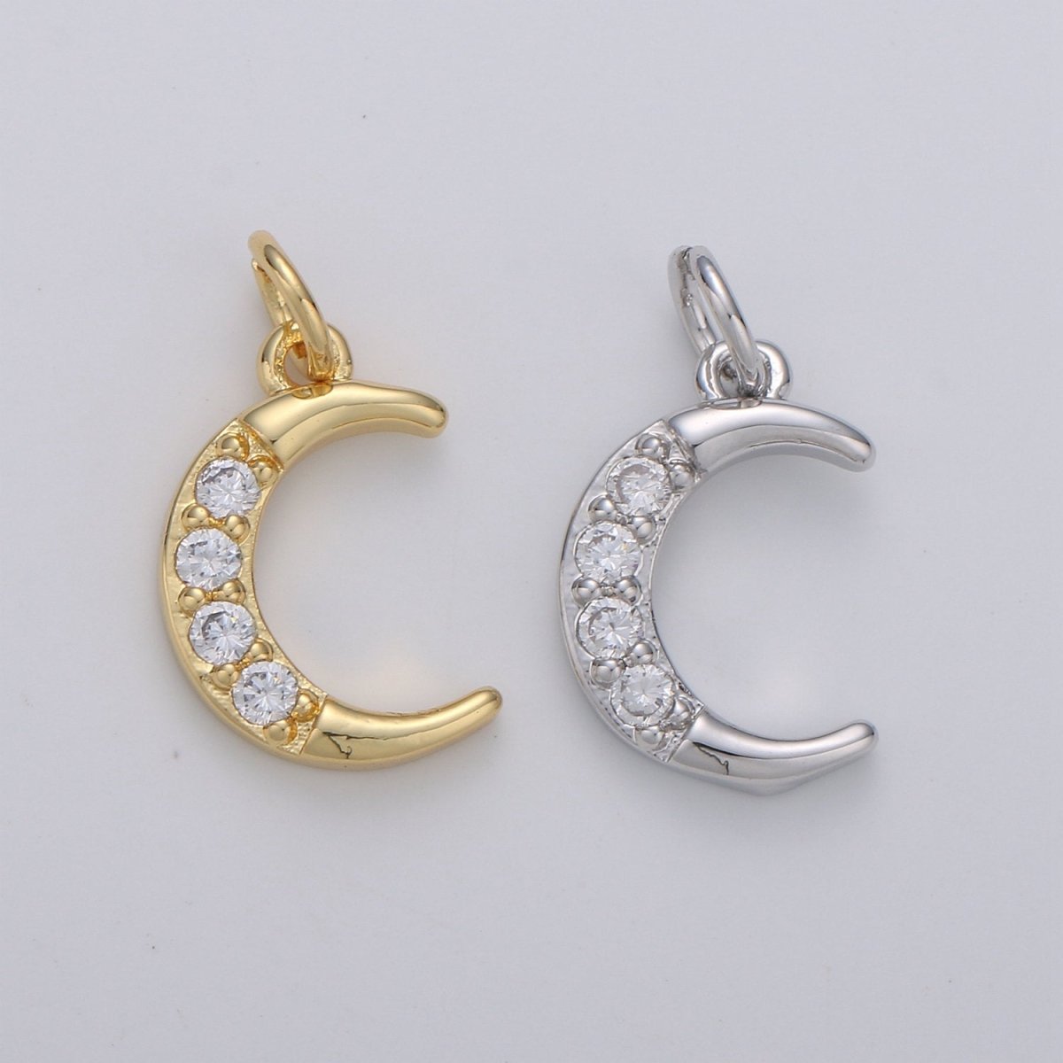Dainty Crescent Moon Charm Pendant- Micro Pave Silver, Gold Filled Half moon charm pendant, Crescent Moon Pendant Celestial Jewelry D-182 D-183