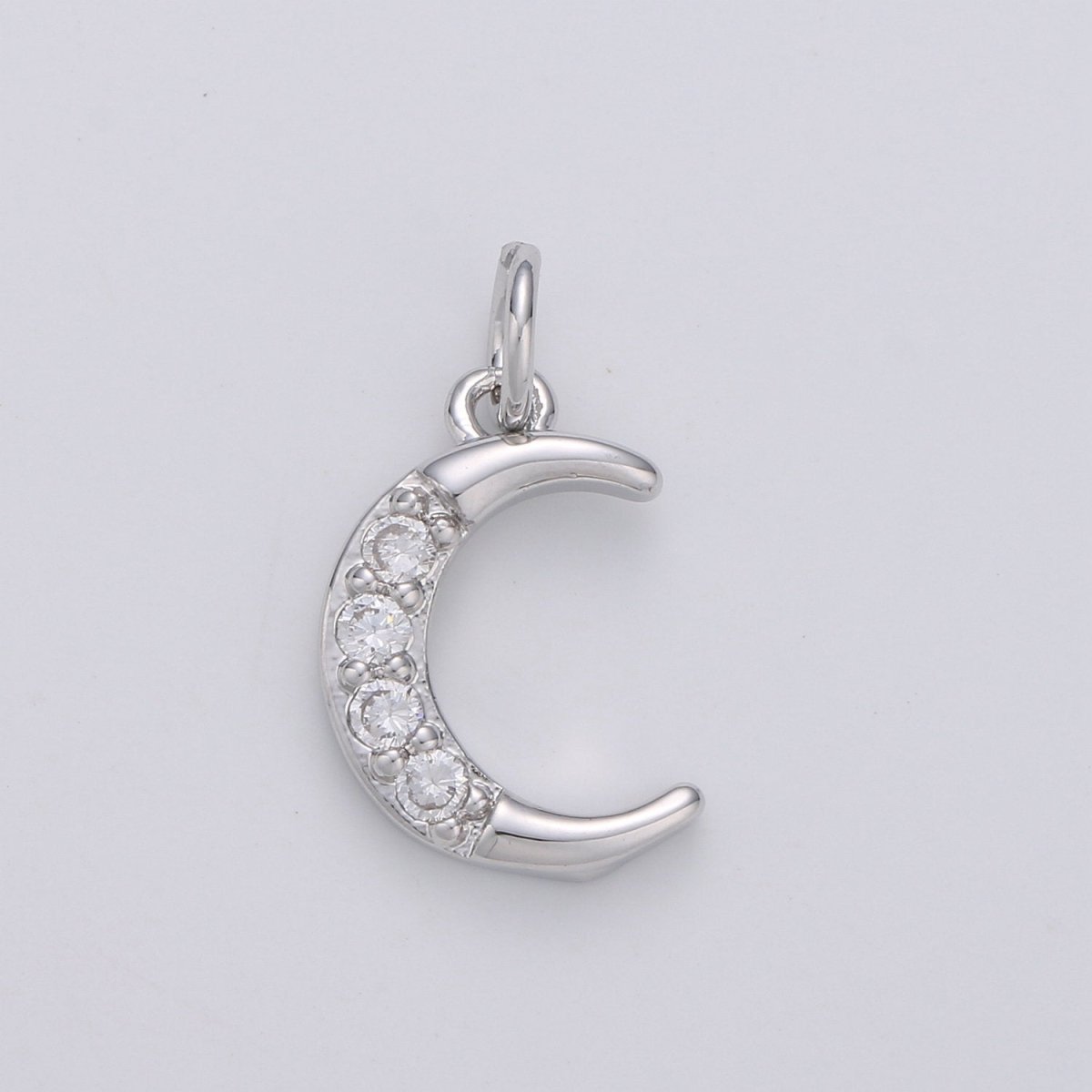 Dainty Crescent Moon Charm Pendant- Micro Pave Silver, Gold Filled Half moon charm pendant, Crescent Moon Pendant Celestial Jewelry D-182 D-183