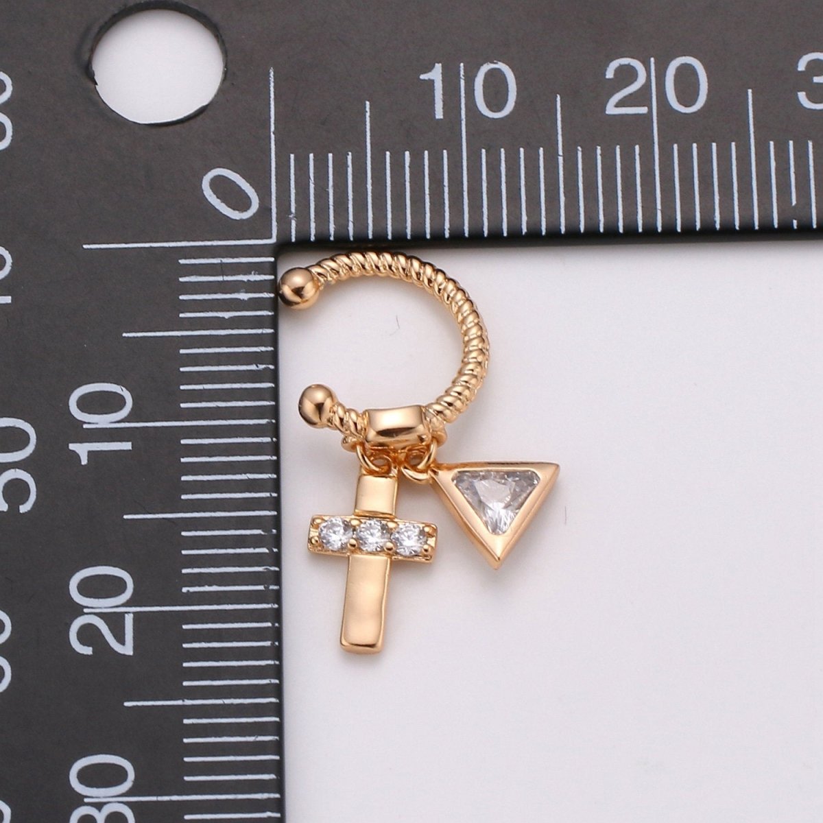 Dainty Cross Gold ear cuff, Cubic ear cuff, cz gold ear cuff, CZ ear cuff gold, Non pierced ear cuff, Conch ear cuff, cz gold wrap earring AI-126