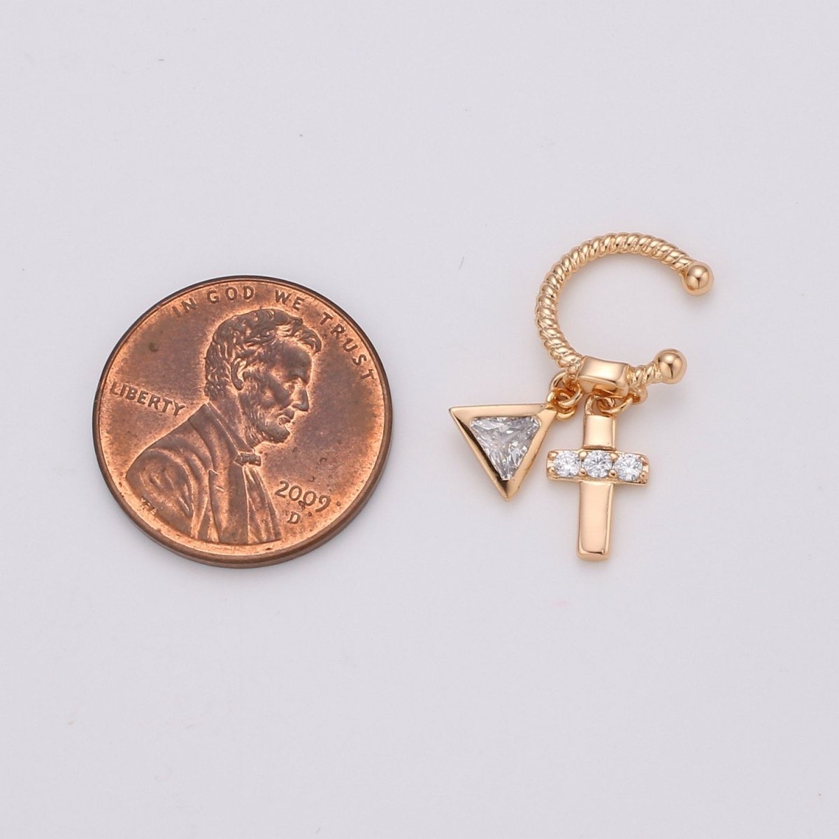 Dainty Cross Gold ear cuff, Cubic ear cuff, cz gold ear cuff, CZ ear cuff gold, Non pierced ear cuff, Conch ear cuff, cz gold wrap earring AI-126