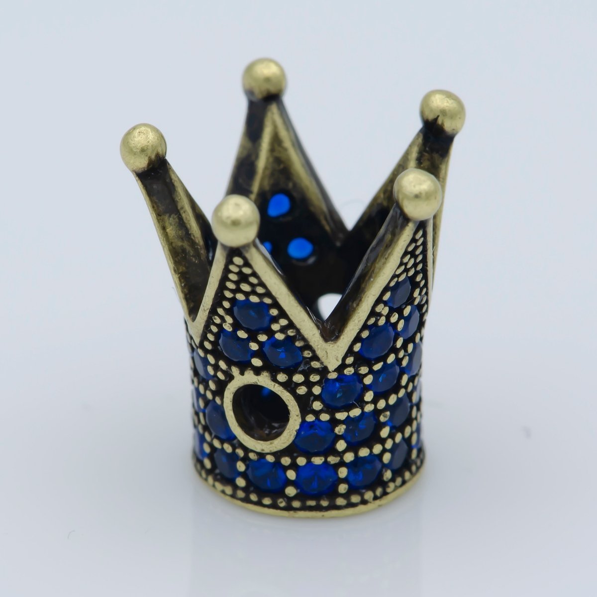 Dainty Crown Bead Spacer CZ Blue Crystal Small Simple King Crown Model Jewelry Making Beads B-580