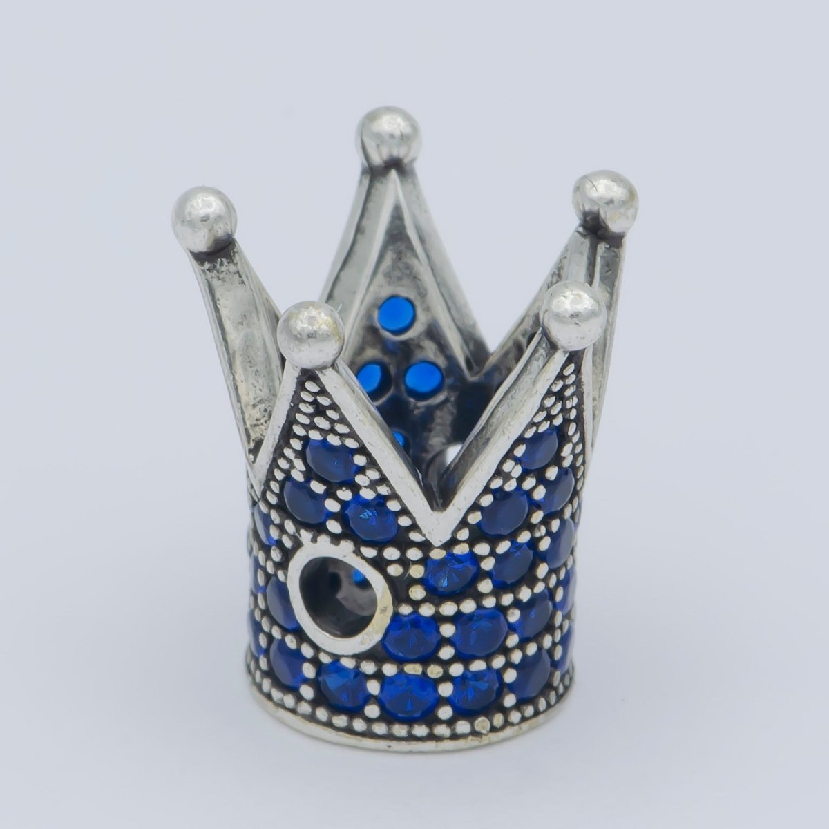 Dainty Crown Bead Spacer CZ Blue Crystal Small Simple King Crown Model Jewelry Making Beads B-580