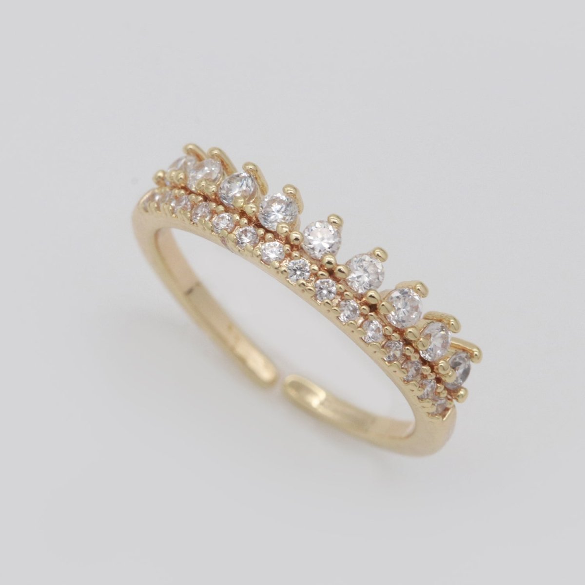 OS Dainty Crown Marquise Ring Adjustable Gold Band Minimalist Jewelry S-224