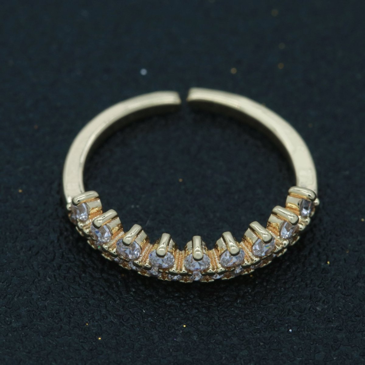 OS Dainty Crown Marquise Ring Adjustable Gold Band Minimalist Jewelry S-224