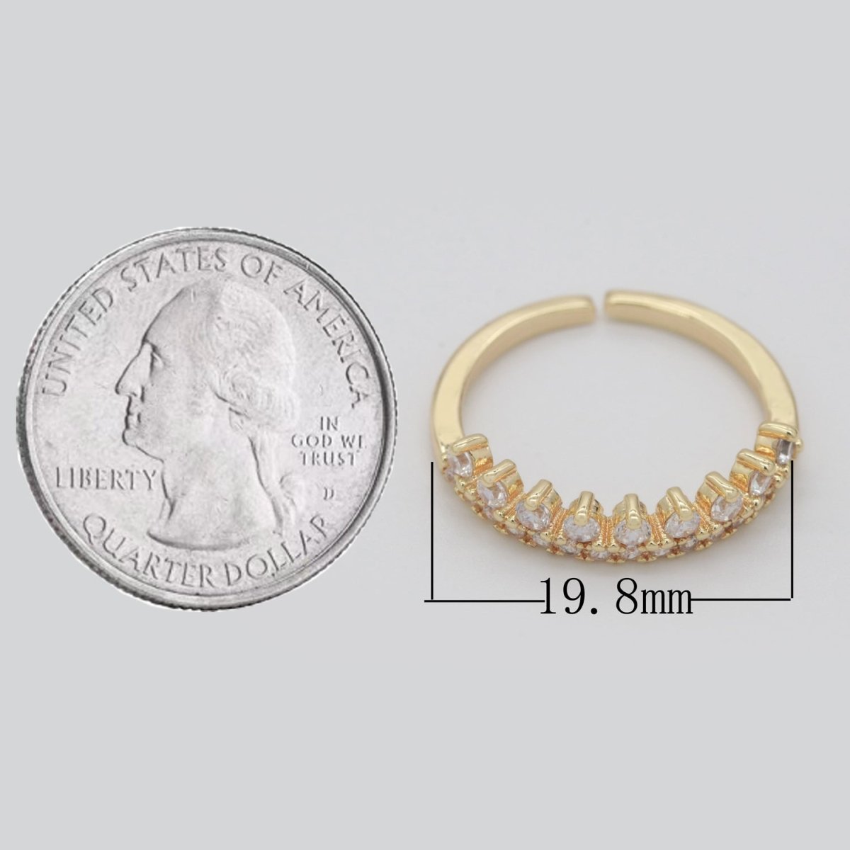 OS Dainty Crown Marquise Ring Adjustable Gold Band Minimalist Jewelry S-224