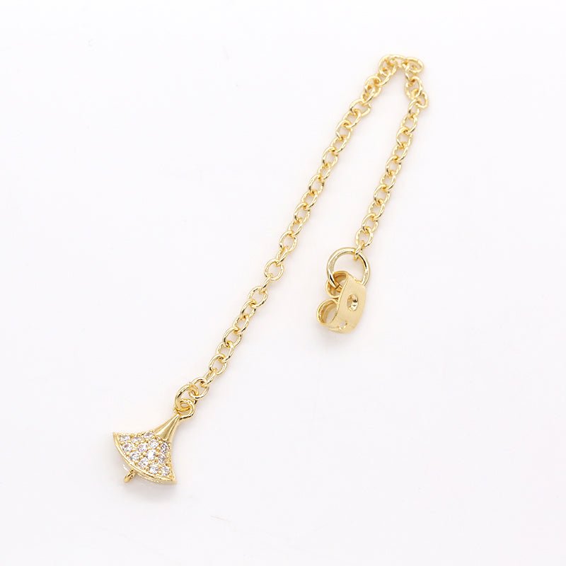 1 Pair Dainty Crystal Bell Earring Backing/Earring Stop CZ Mini Bell Earring Micro Pave Jewelry Supply Component GP-839