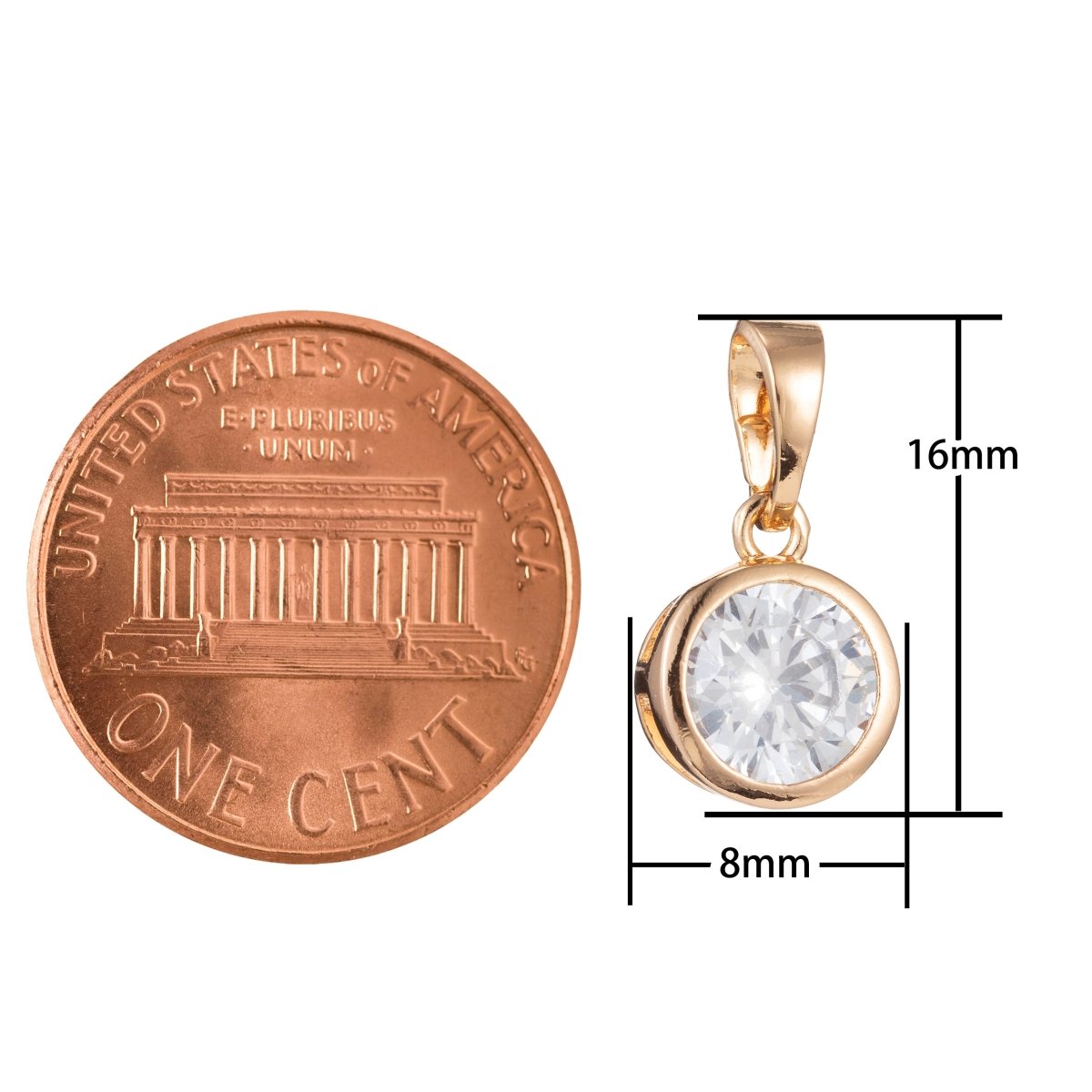 Dainty Crystal Circle Gold Filled Pendants I-433 - DLUXCA