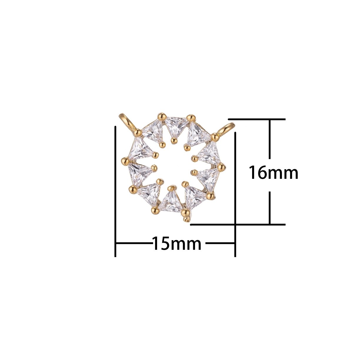 Dainty Crystal Flower Bracelet Connector, Gorgeous Micro Pave CZ Charm, Triangle Floral Cute Star Sun Necklace Pendant for Jewelry Making F-742