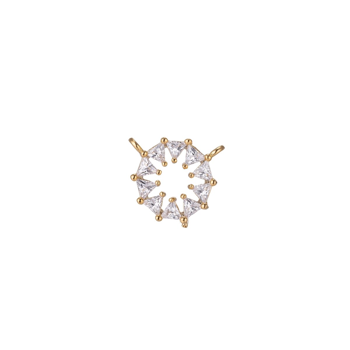 Dainty Crystal Flower Bracelet Connector, Gorgeous Micro Pave CZ Charm, Triangle Floral Cute Star Sun Necklace Pendant for Jewelry Making F-742
