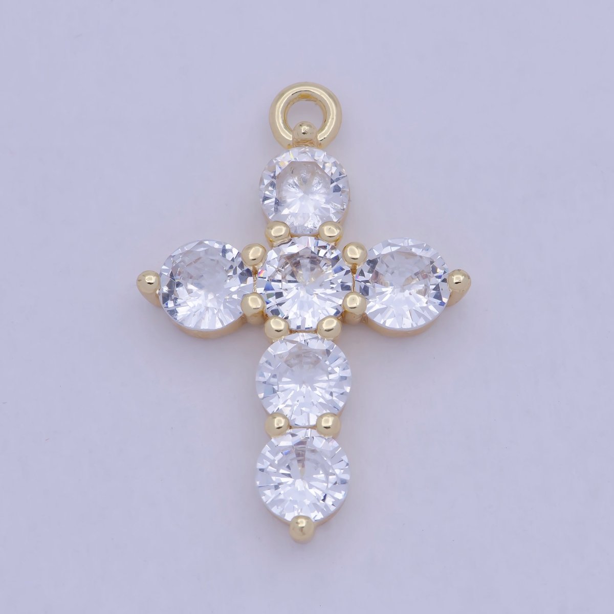 Dainty Cubic Cross Pendant, 14K Gold Filled Charm E-776 - DLUXCA