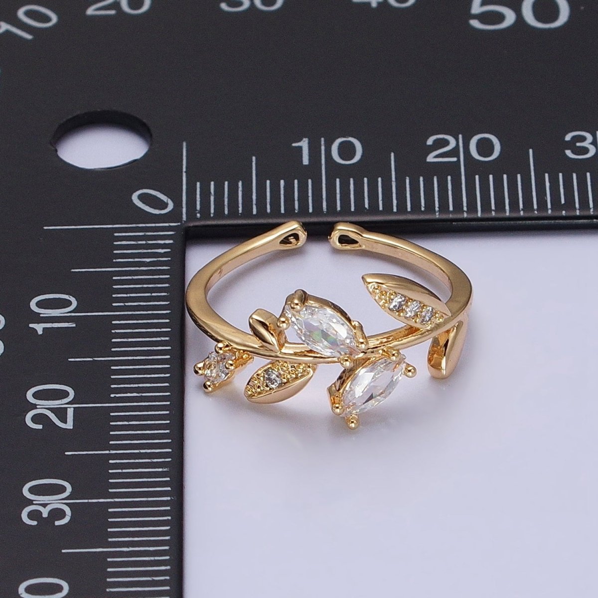 Dainty Cubic Zirconia Olive Leaf Adjustable Ring Silver Ring CZ Wrap around Ring, Minimalist Jewelry S-021 S-024
