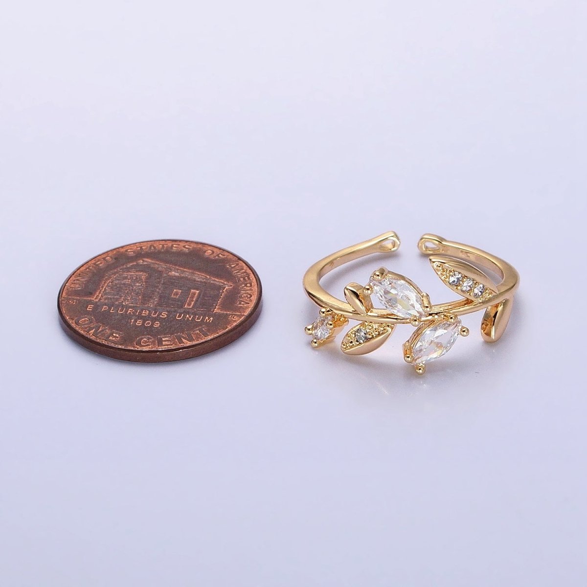 Dainty Cubic Zirconia Olive Leaf Adjustable Ring Silver Ring CZ Wrap around Ring, Minimalist Jewelry S-021 S-024