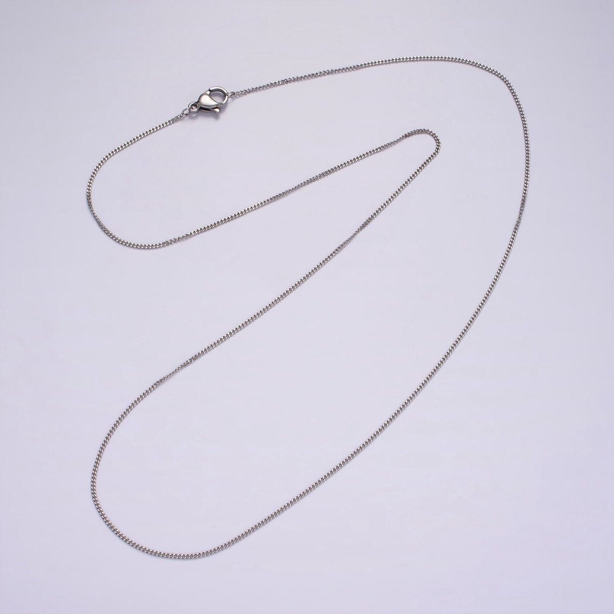 Dainty Curb Chain Necklace Stainless Steel 20 inch Necklace in Silver | WA-2388 - DLUXCA