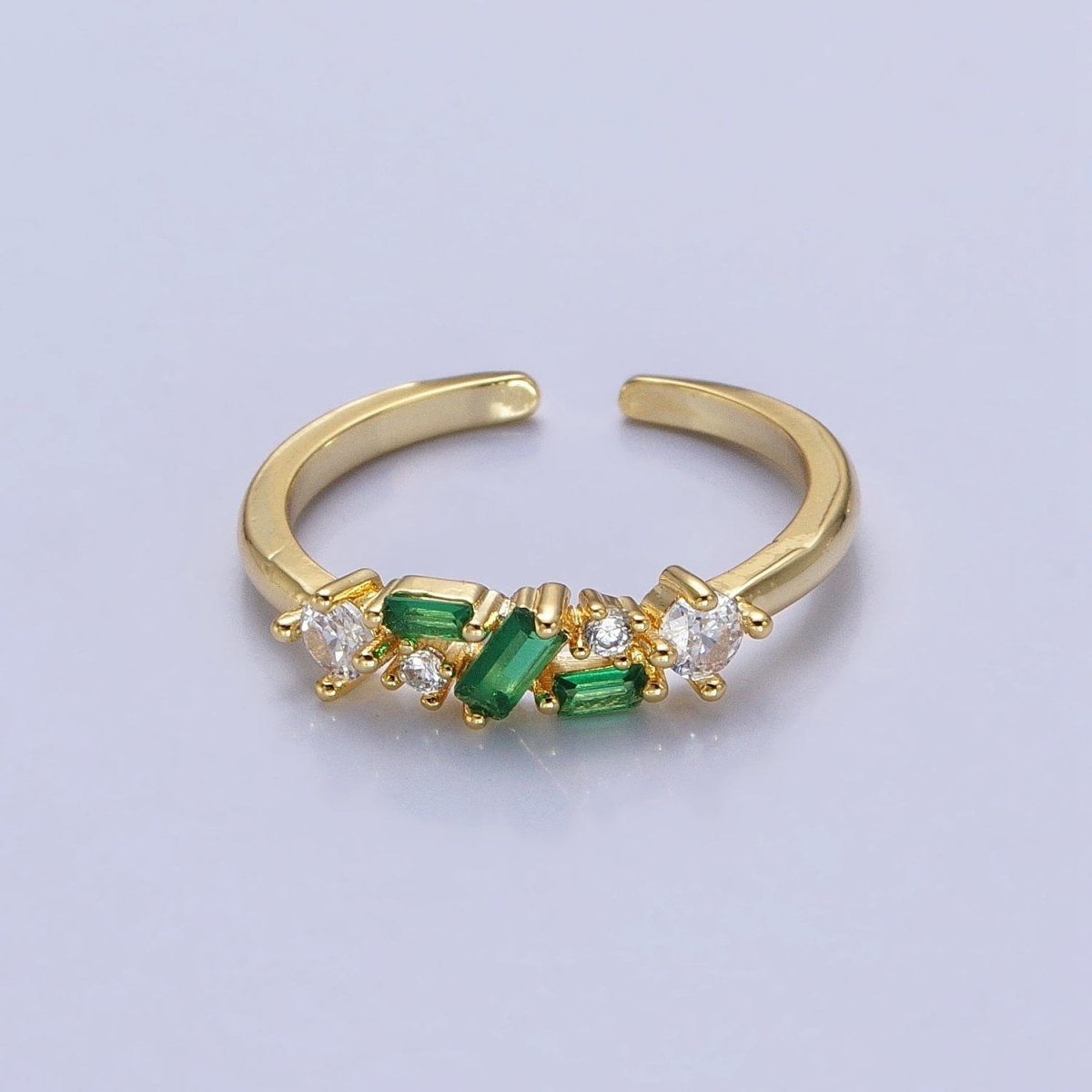 Dainty CZ Baguette Cluster Ring Daily Minimalist Jewelry Open Adjustable Ring O-1942~O-1949