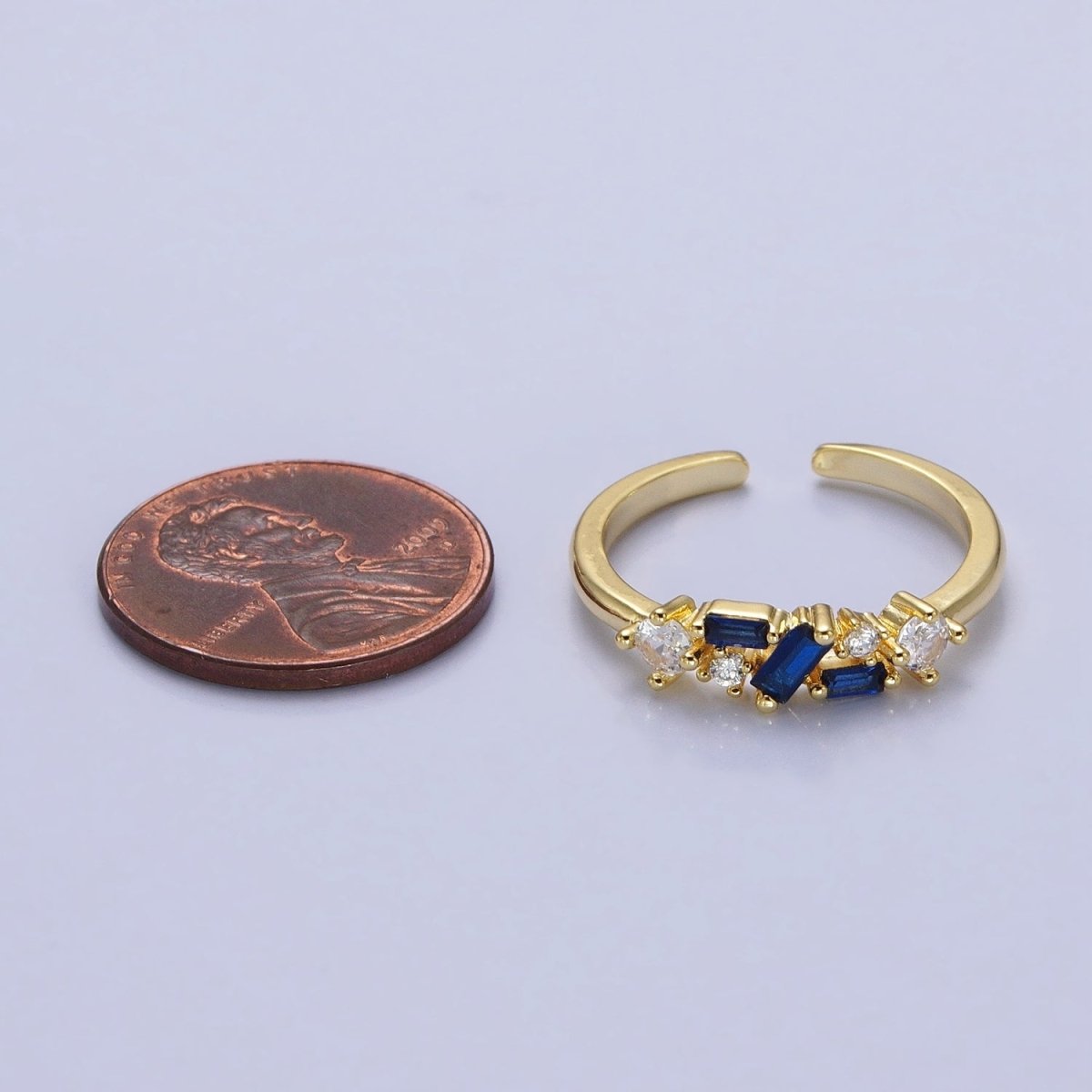 Dainty CZ Baguette Cluster Ring Daily Minimalist Jewelry Open Adjustable Ring O-1942~O-1949