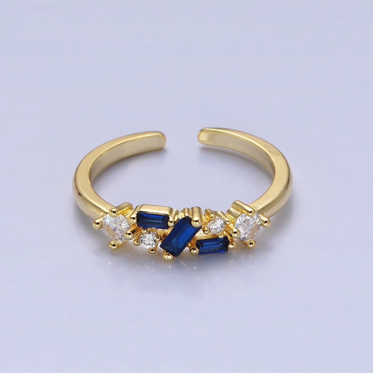 Dainty CZ Baguette Cluster Ring Daily Minimalist Jewelry Open Adjustable Ring O-1942~O-1949