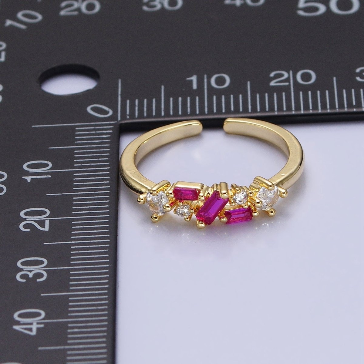 Dainty CZ Baguette Cluster Ring Daily Minimalist Jewelry Open Adjustable Ring O-1942~O-1949