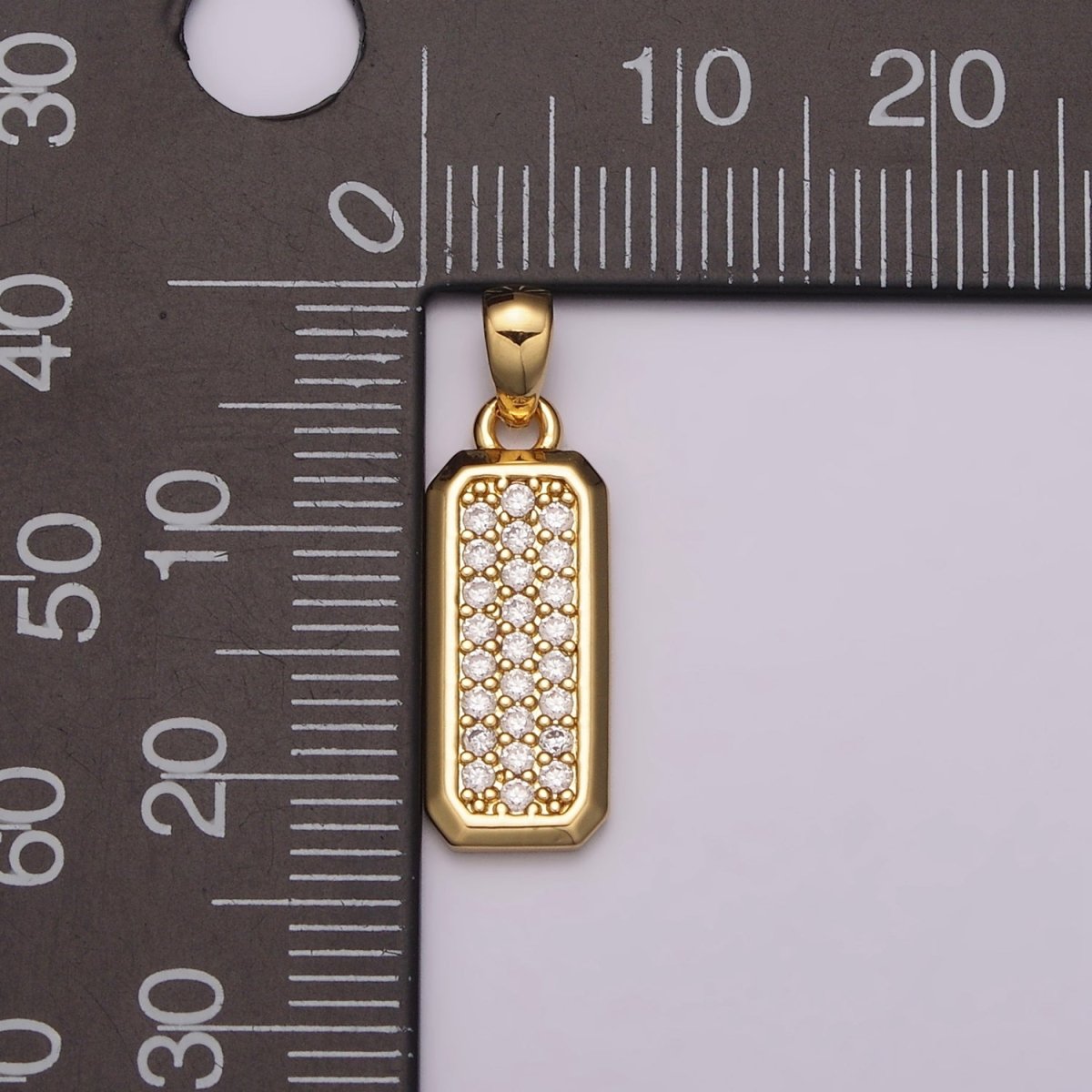Dainty CZ Bar Pendant 24K Gold Filled Bar Pendant, Silver Bar Micro Pave Dangle Pendants N-1475 N-1476
