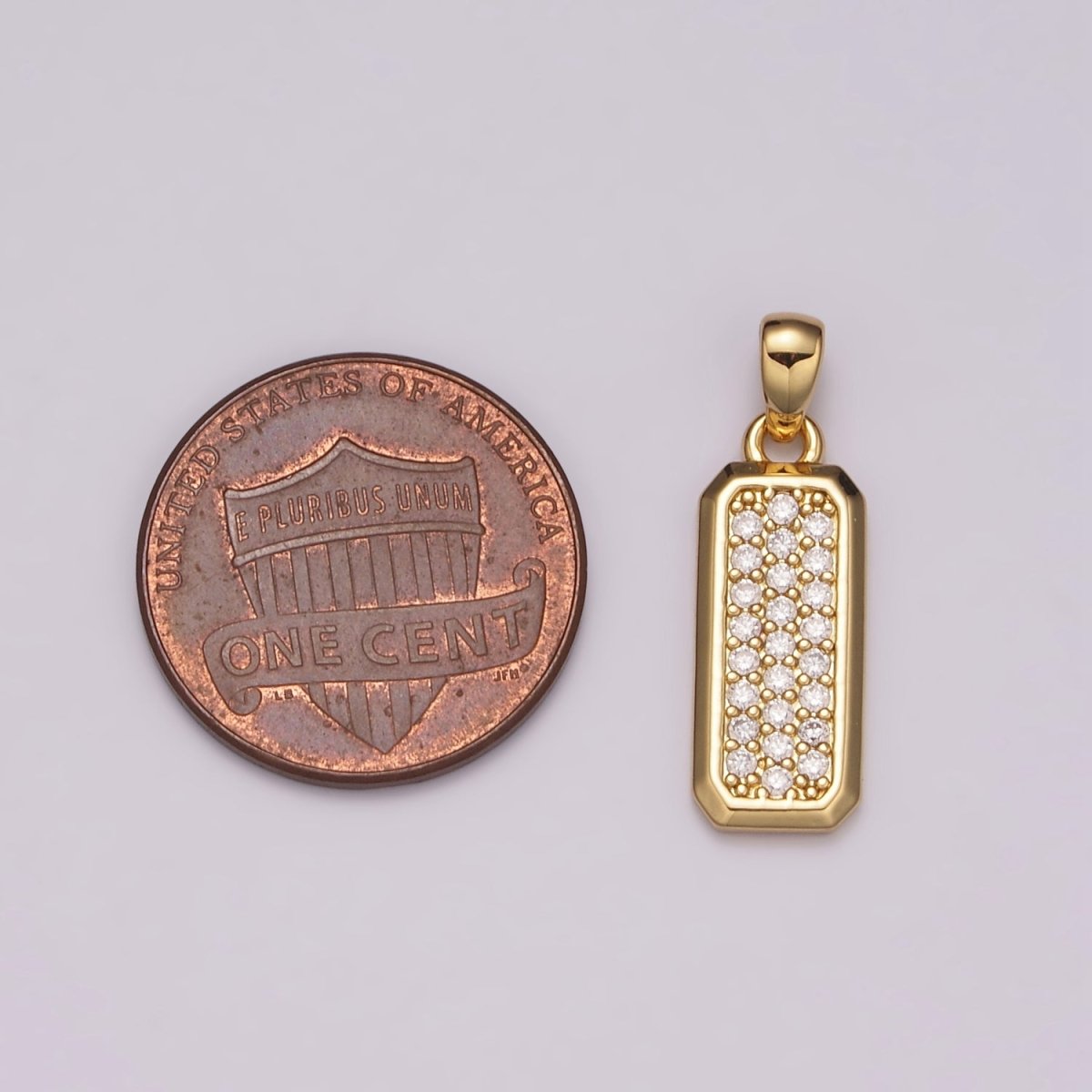 Dainty CZ Bar Pendant 24K Gold Filled Bar Pendant, Silver Bar Micro Pave Dangle Pendants N-1475 N-1476