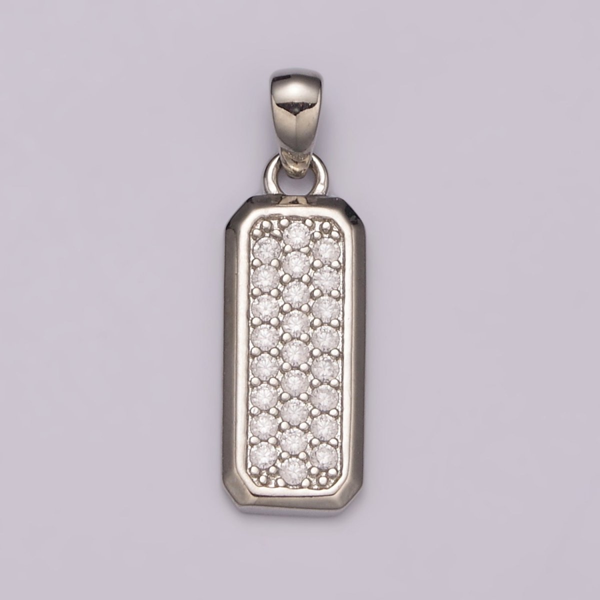 Dainty CZ Bar Pendant 24K Gold Filled Bar Pendant, Silver Bar Micro Pave Dangle Pendants N-1475 N-1476