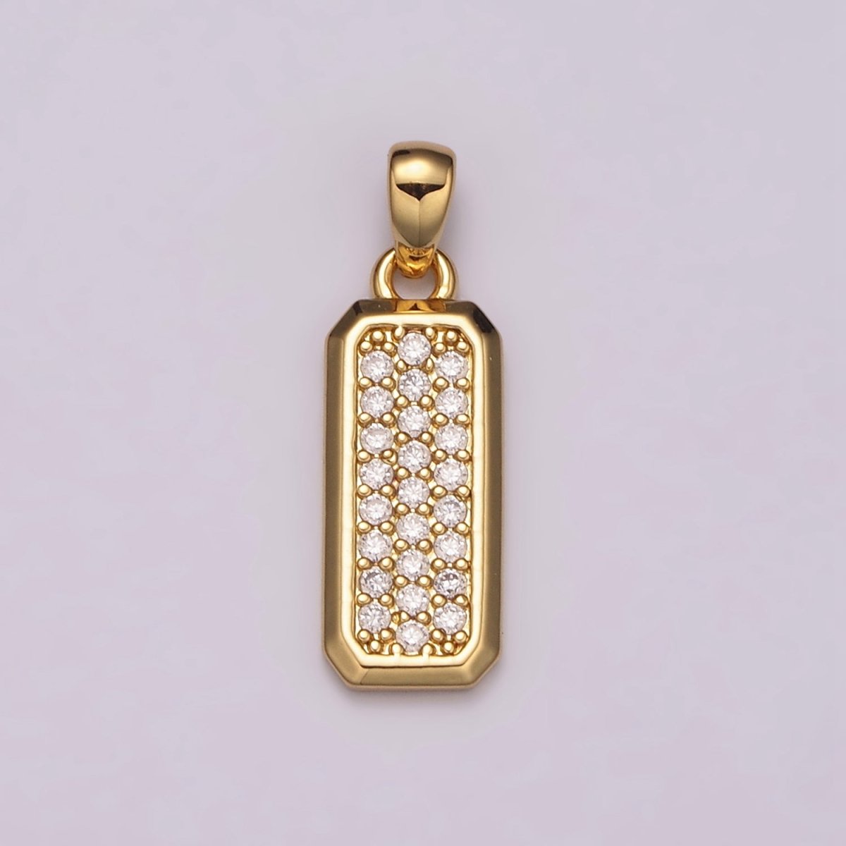 Dainty CZ Bar Pendant 24K Gold Filled Bar Pendant, Silver Bar Micro Pave Dangle Pendants N-1475 N-1476