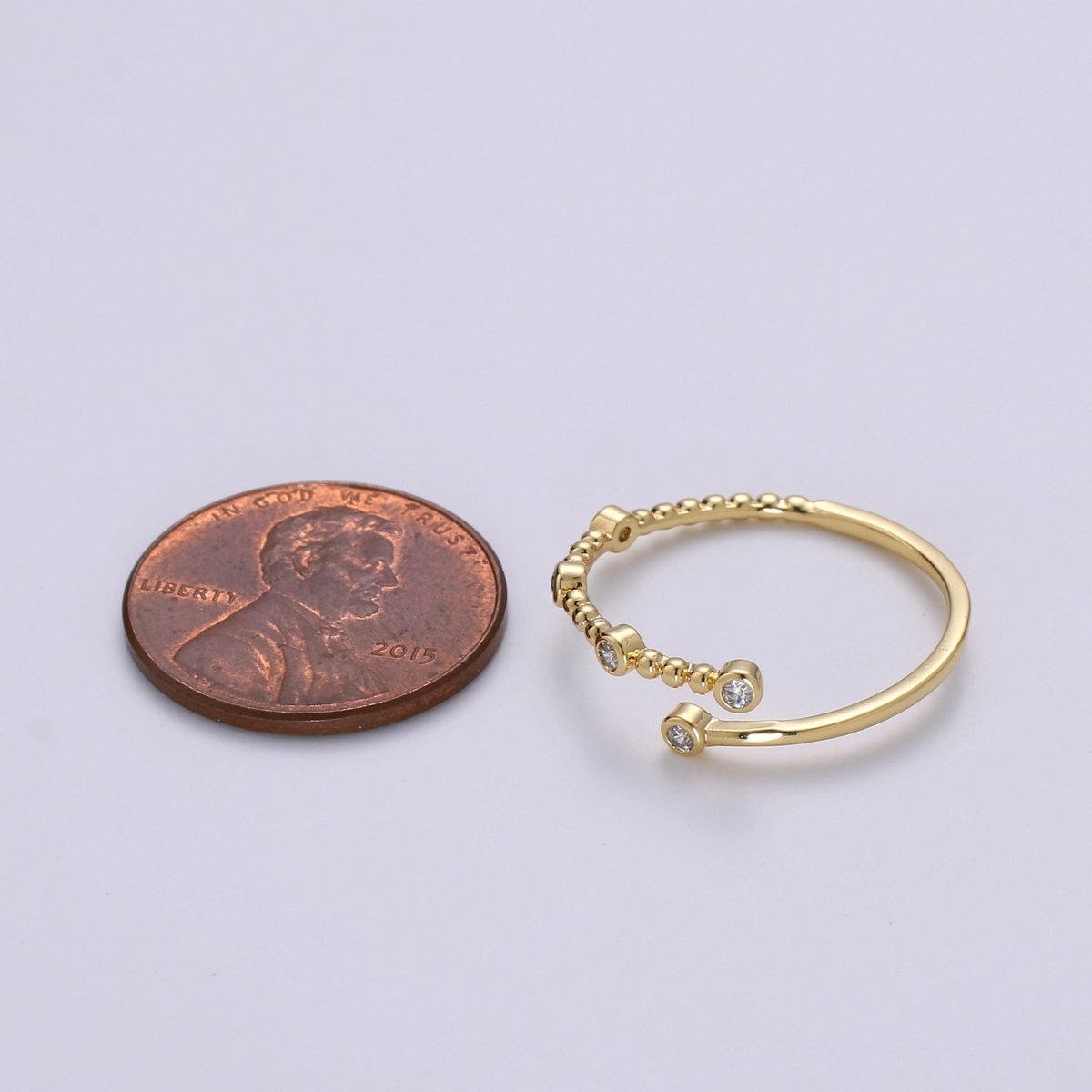 Dainty Cz Circle Bubble Chain Ring Round Open Cuff Ring Open Adjustable Gold Ring R-132