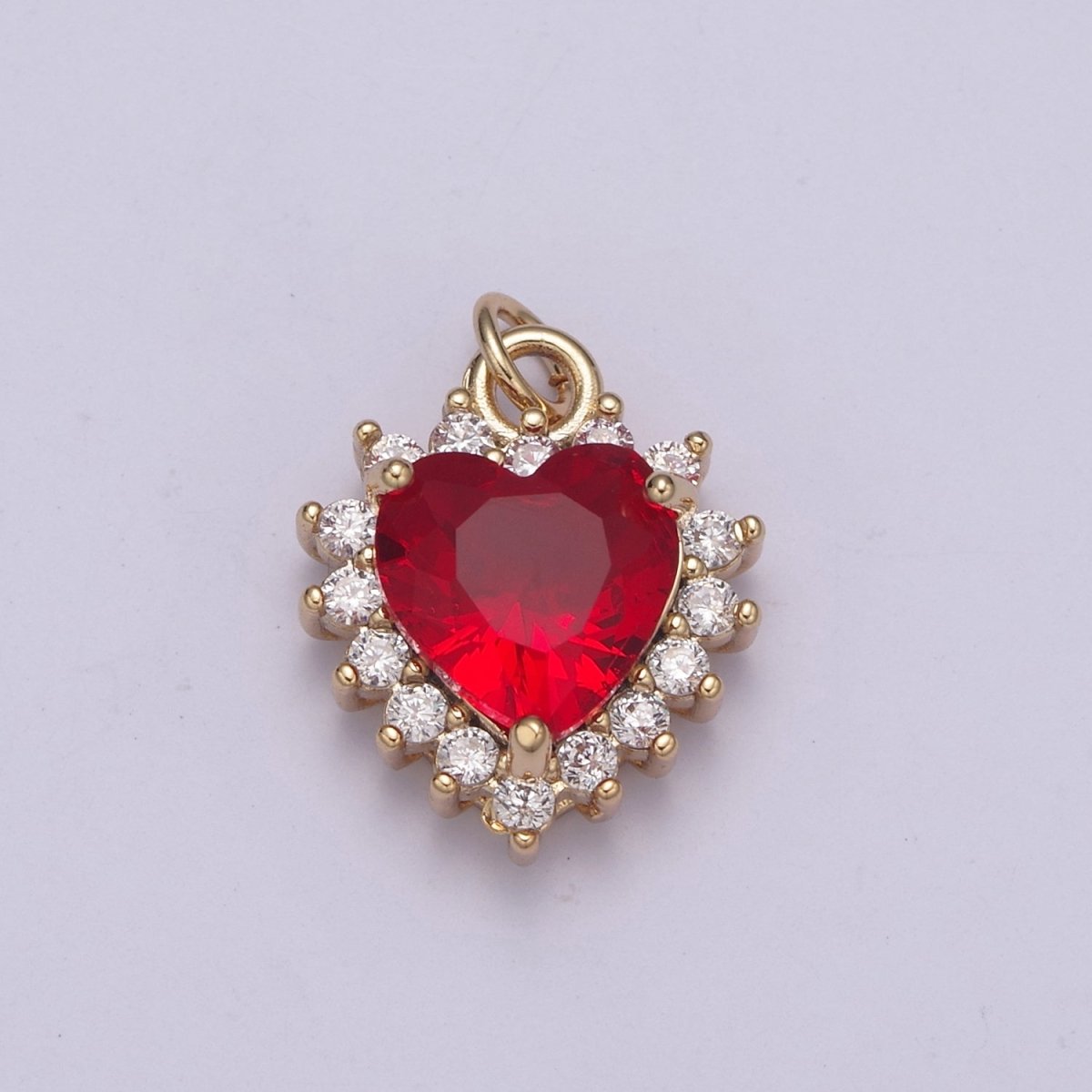 Dainty Cz Crystal Heart Shape Charm Pendant, Cubic Zirconia Crystal Heart Shape Jewelry Pendant Charm Wholesale N-289 - N-294