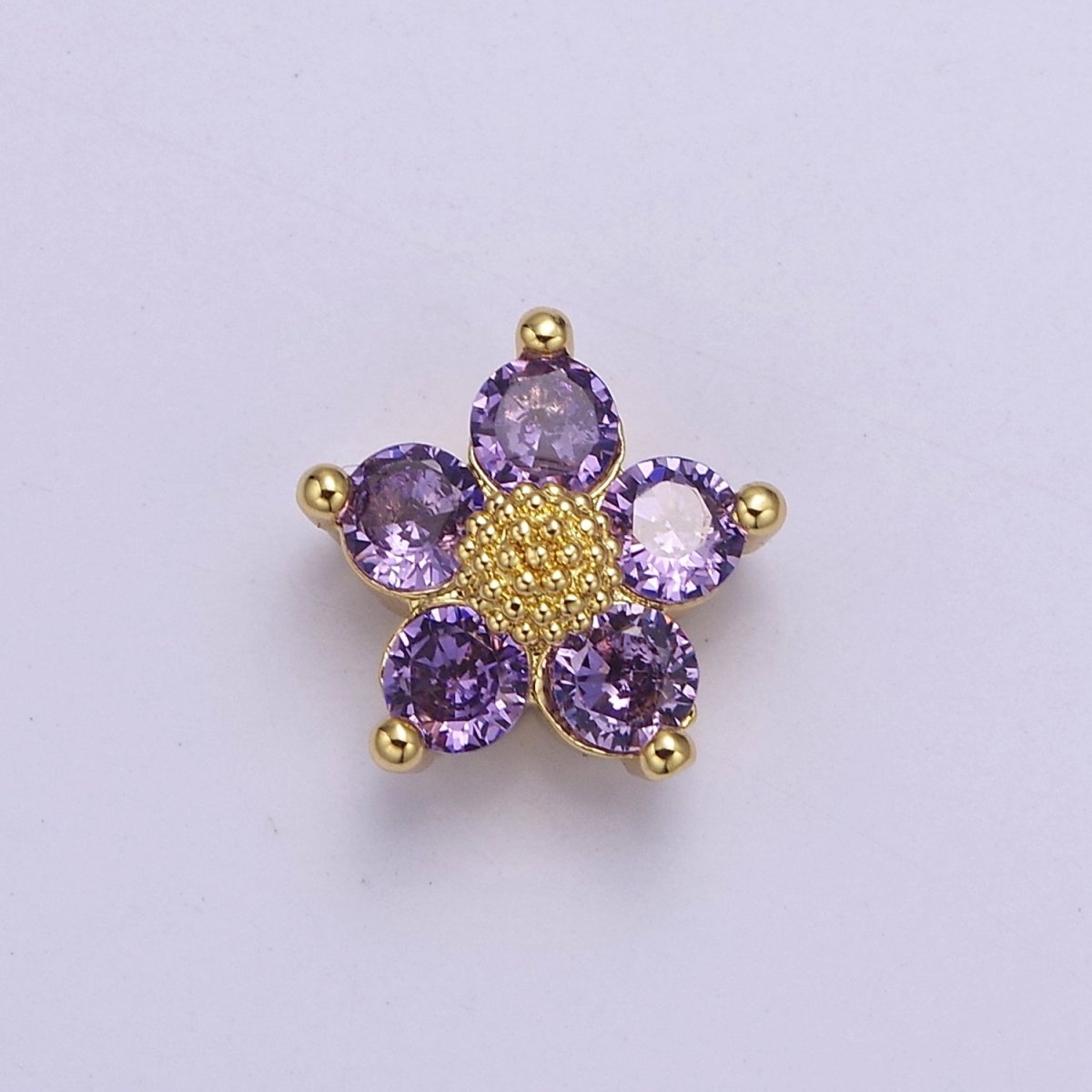 Dainty CZ Flower Spacer Bead, Gold Floral Spacer Beads Pink Clear Purple Green CZ Spacer Beads, Small Daisy Spacers for Bracelet NecklaceB-176 B-177