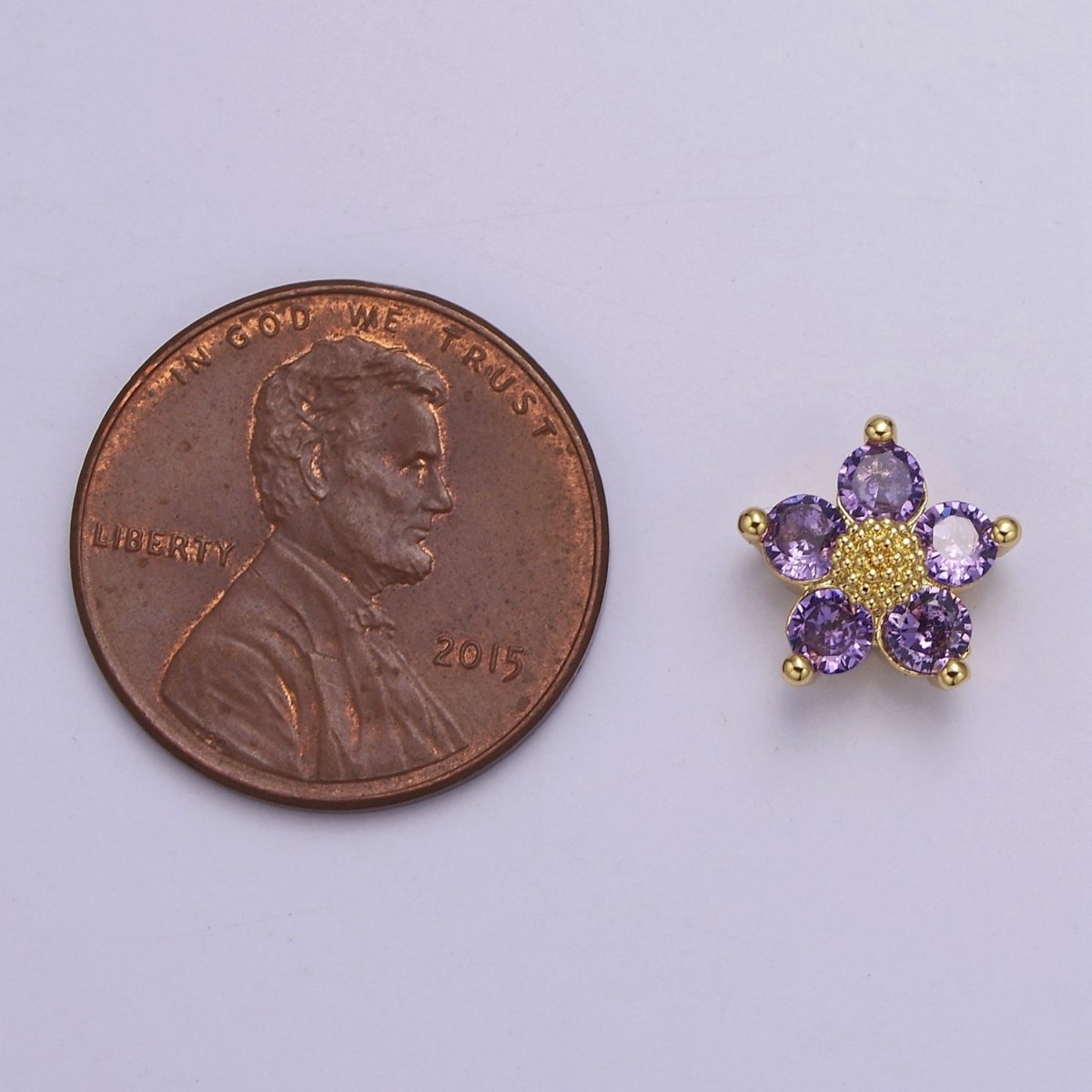 Dainty CZ Flower Spacer Bead, Gold Floral Spacer Beads Pink Clear Purple Green CZ Spacer Beads, Small Daisy Spacers for Bracelet NecklaceB-176 B-177