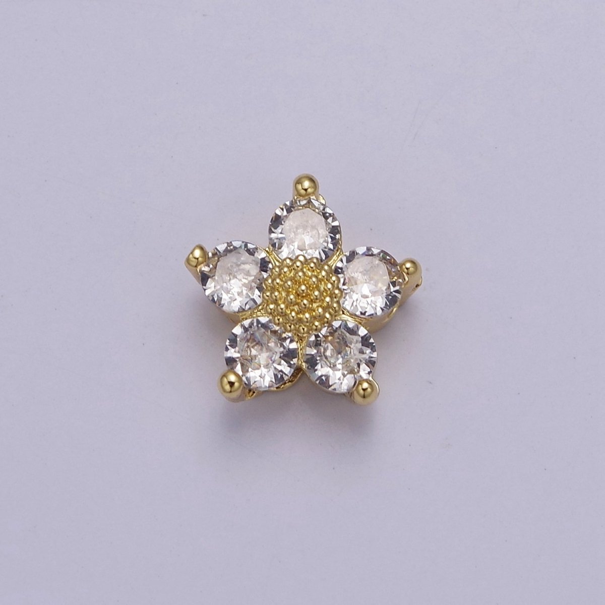 Dainty CZ Flower Spacer Bead, Gold Floral Spacer Beads Pink Clear Purple Green CZ Spacer Beads, Small Daisy Spacers for Bracelet NecklaceB-176 B-177