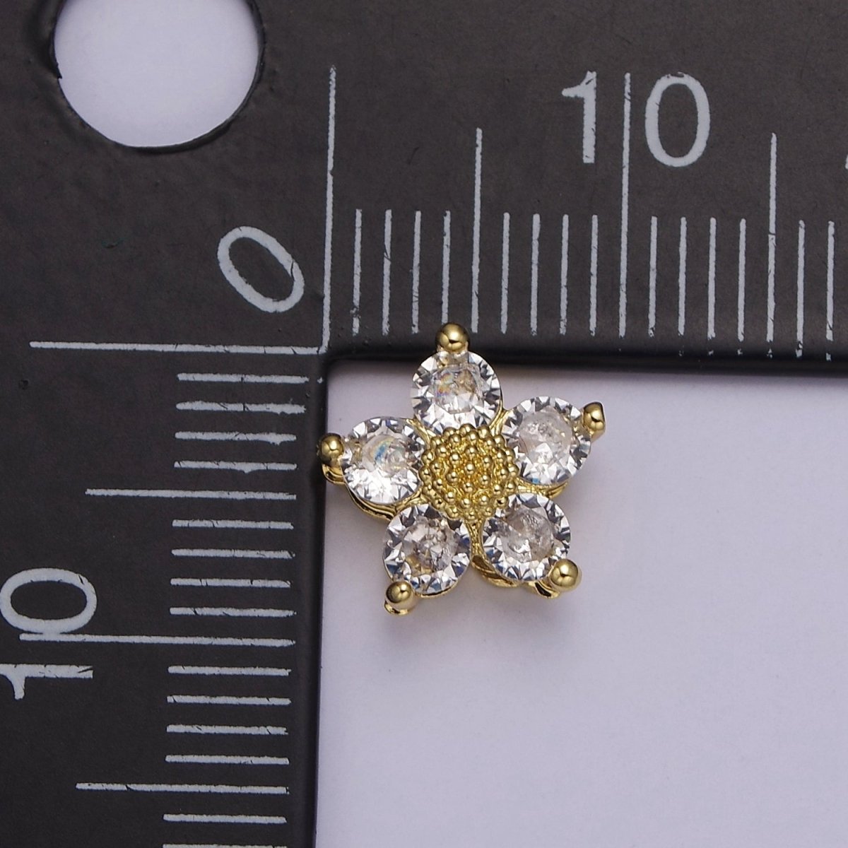Dainty CZ Flower Spacer Bead, Gold Floral Spacer Beads Pink Clear Purple Green CZ Spacer Beads, Small Daisy Spacers for Bracelet NecklaceB-176 B-177