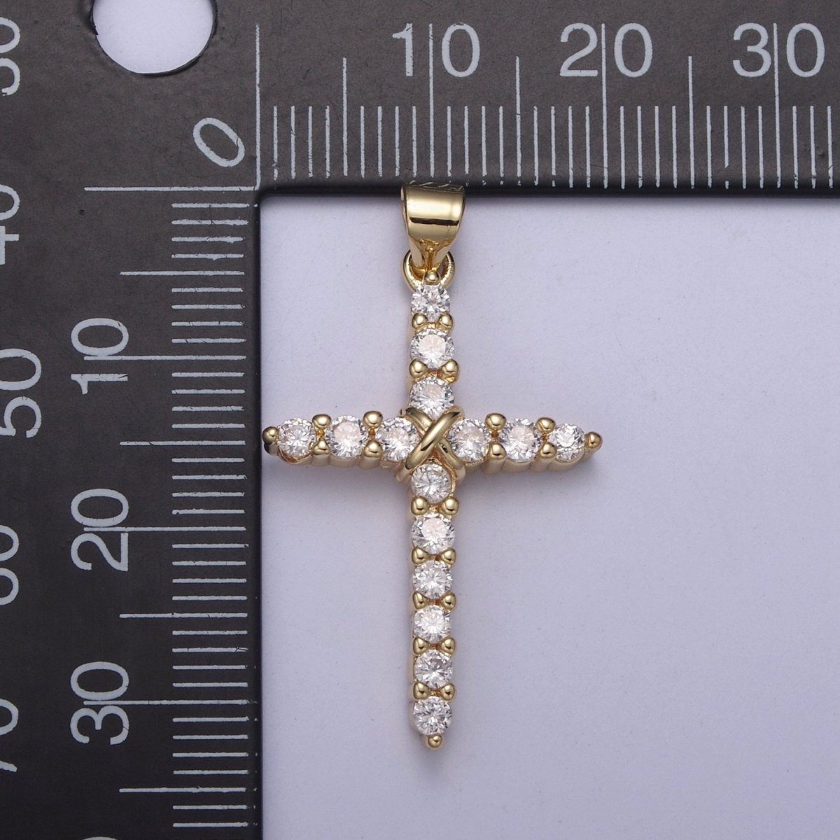 Dainty CZ Micro Pave Cross Pendant 14K Gold Filled Charm Cubic Zirconia Cross for Religious Jewelry Making H-399