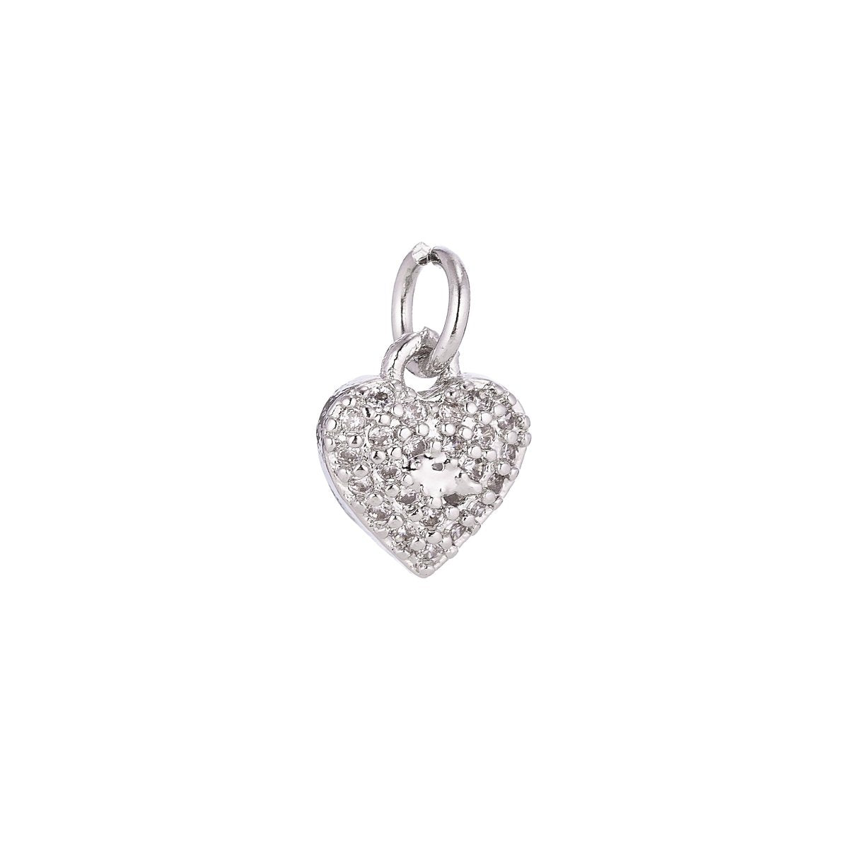 Dainty CZ Micro Pave Heart Pendant Charm, Cubic Zirconia Pave Heart Shape Charm Gold Filled Heart Charm 9mm x 8mm C-074