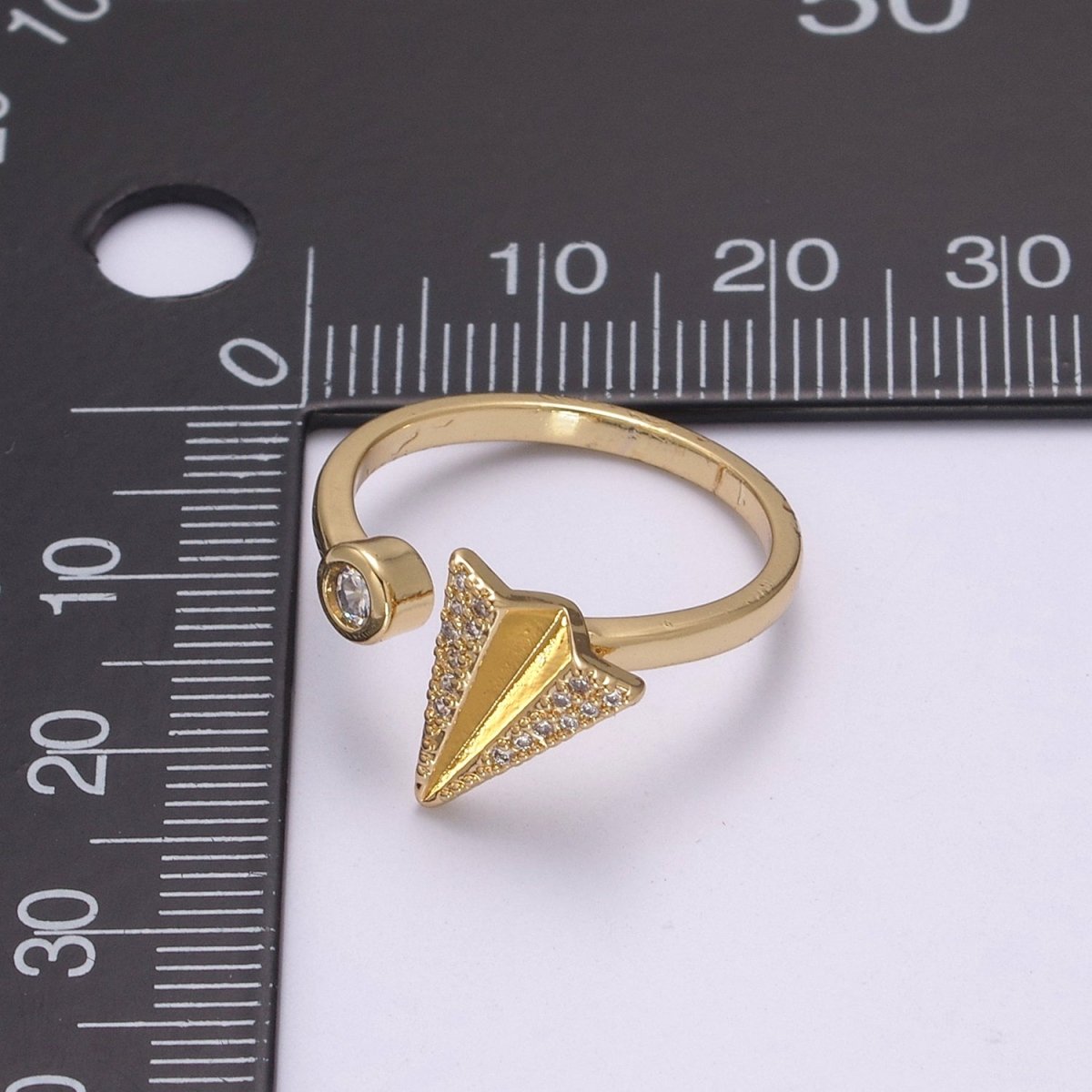 Dainty Cz Paper Plane Ring Round Cuff Ring Open Adjustable Airplane Travel Gold Ring U-161 U-162