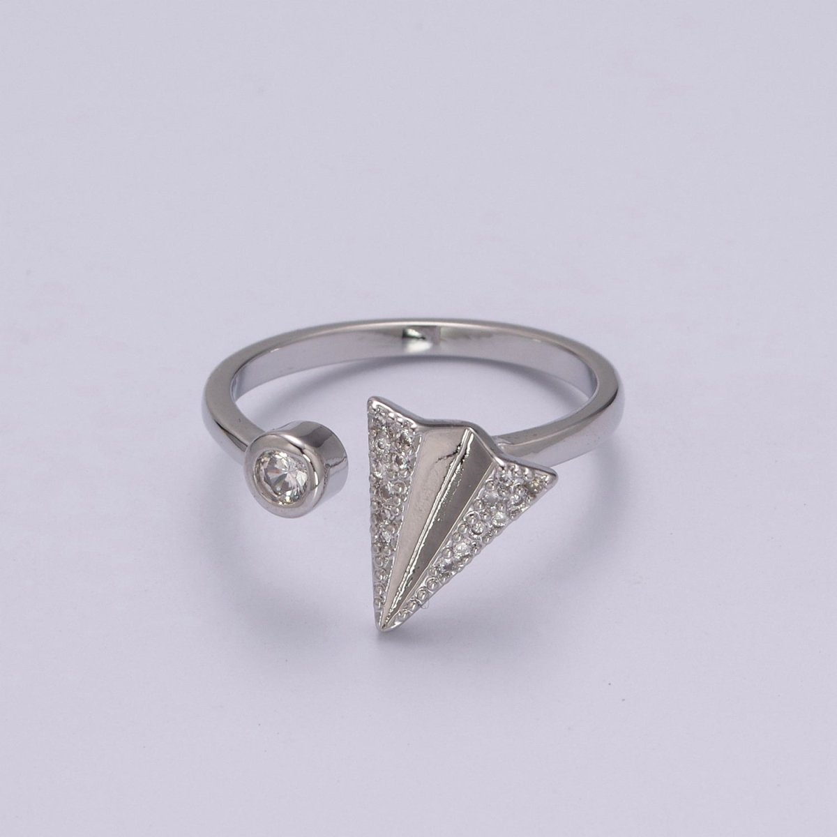 Dainty Cz Paper Plane Ring Round Cuff Ring Open Adjustable Airplane Travel Gold Ring U-161 U-162